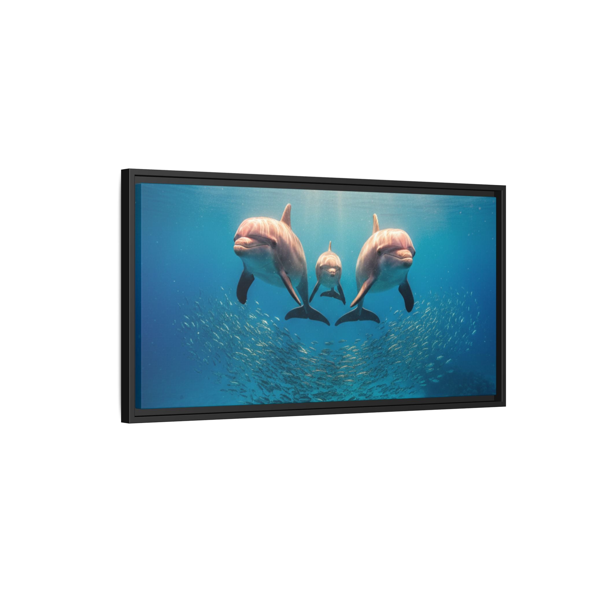 Framed Dolphin Canvas Print — Matte Ocean Wall Art
