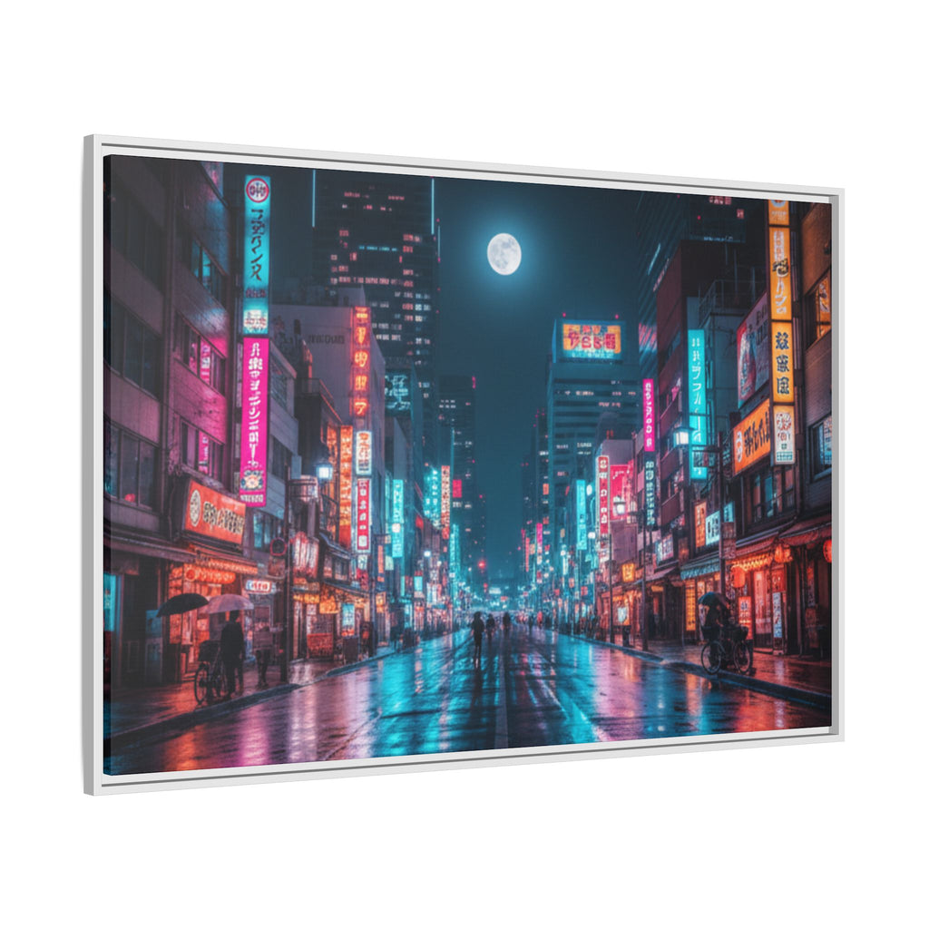 Japan Nightscape Canvas Framed Print