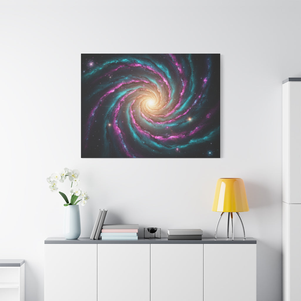 Spiral Galaxy Matte Canvas Wall Art — Vibrant Cosmic Nebula Print