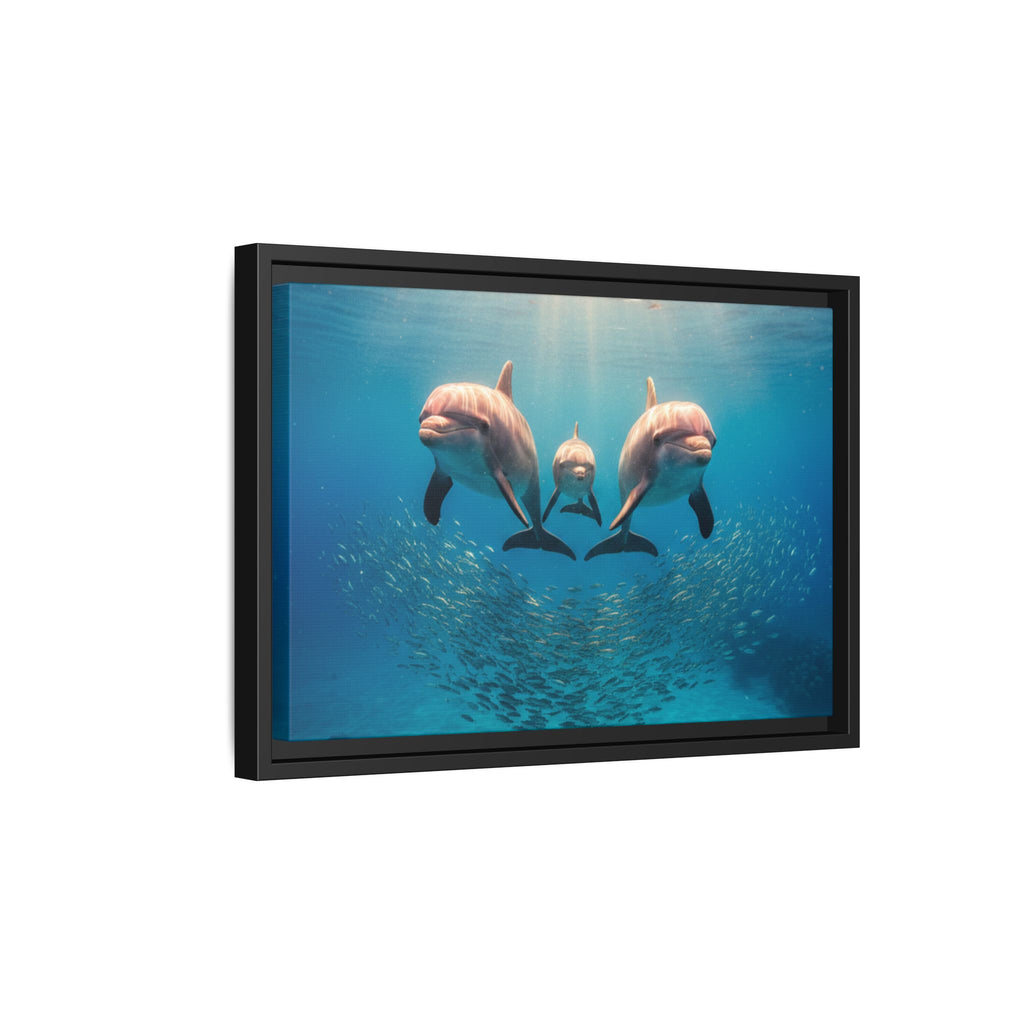 Framed Dolphin Canvas Print — Matte Ocean Wall Art