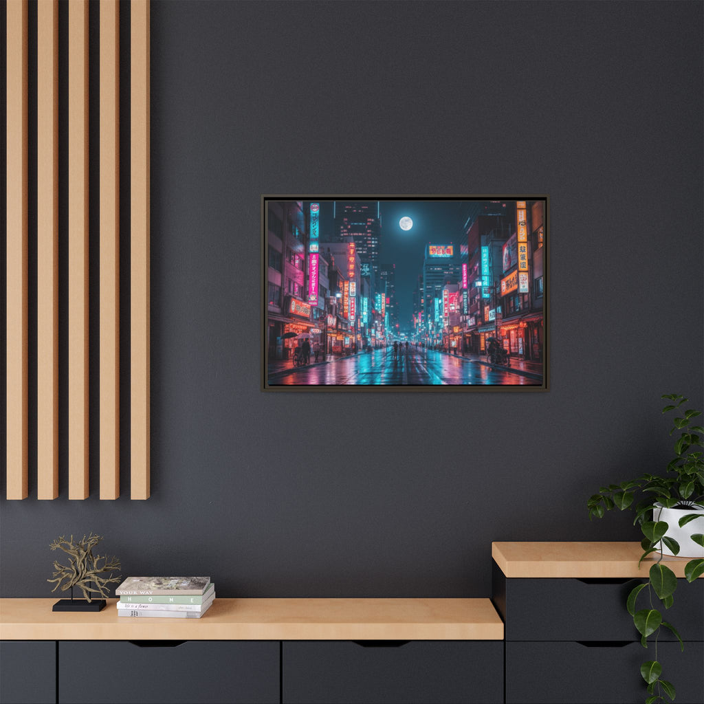 Japan Nightscape Canvas Framed Print