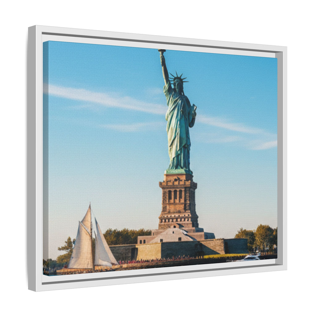Statue of Liberty Matte Framed Canvas Print — New York City Landmark Wall Art