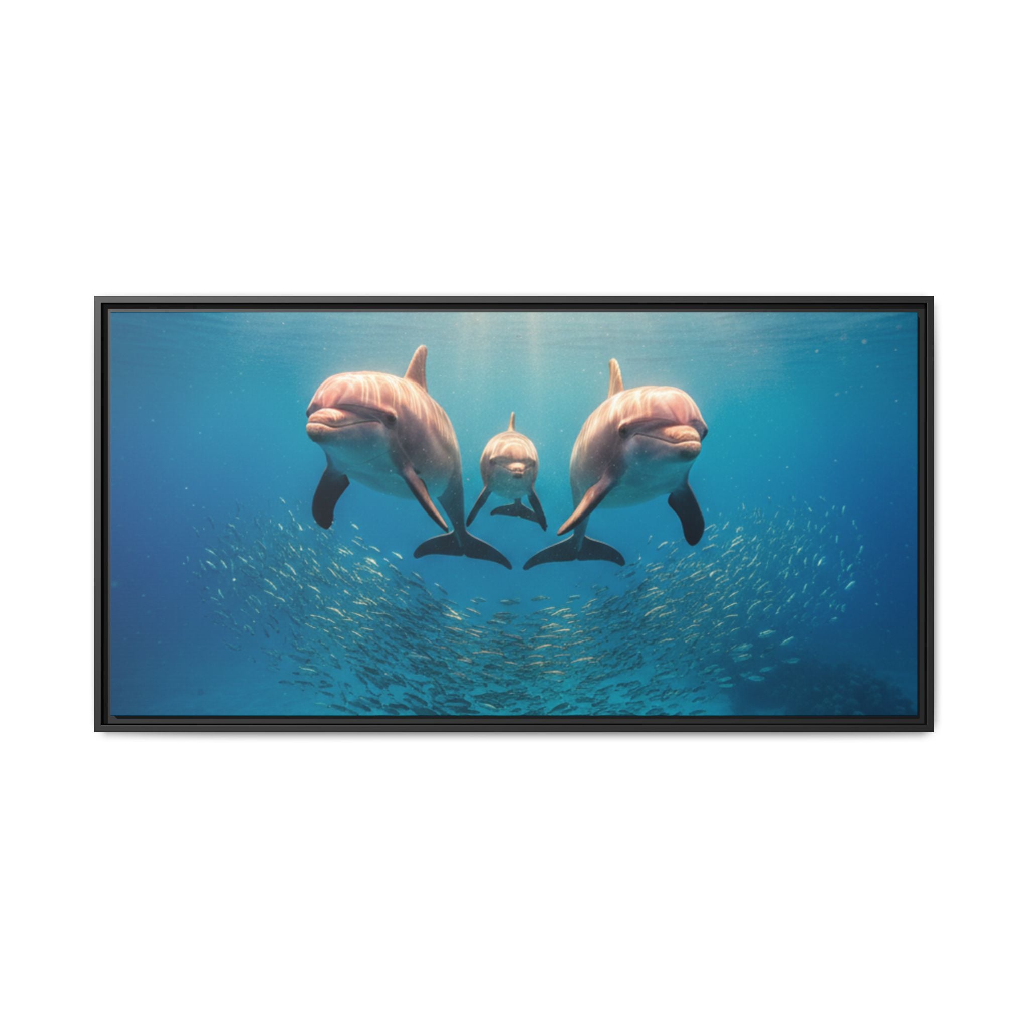 Framed Dolphin Canvas Print — Matte Ocean Wall Art