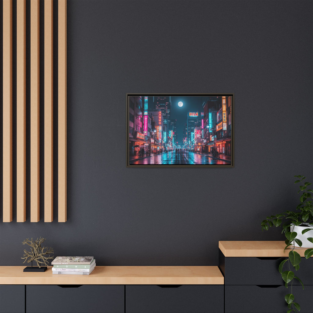 Japan Nightscape Canvas Framed Print