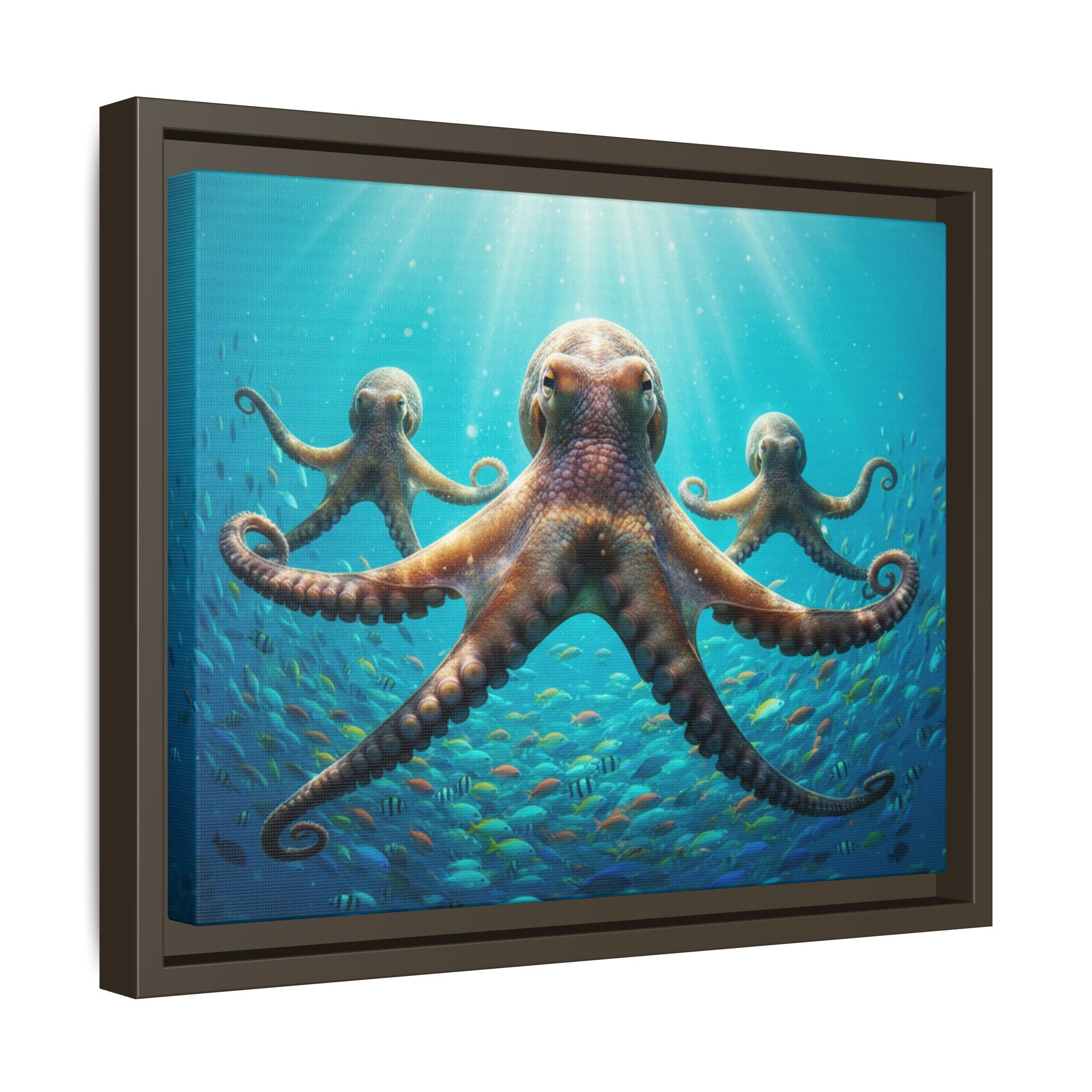 Framed Octopus Art Print — Vibrant Underwater Canvas Wall Decor