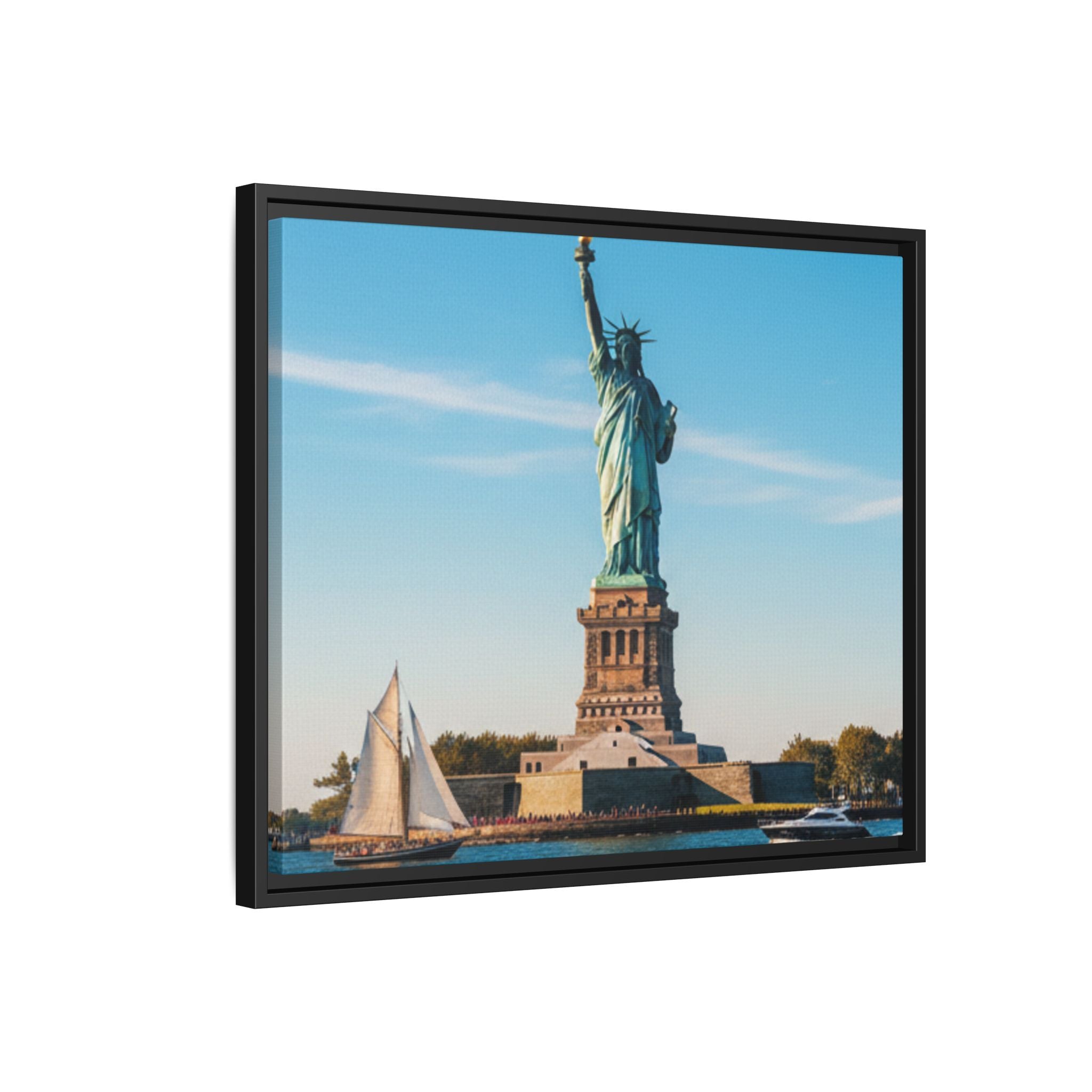 Statue of Liberty Matte Framed Canvas Print — New York City Landmark Wall Art