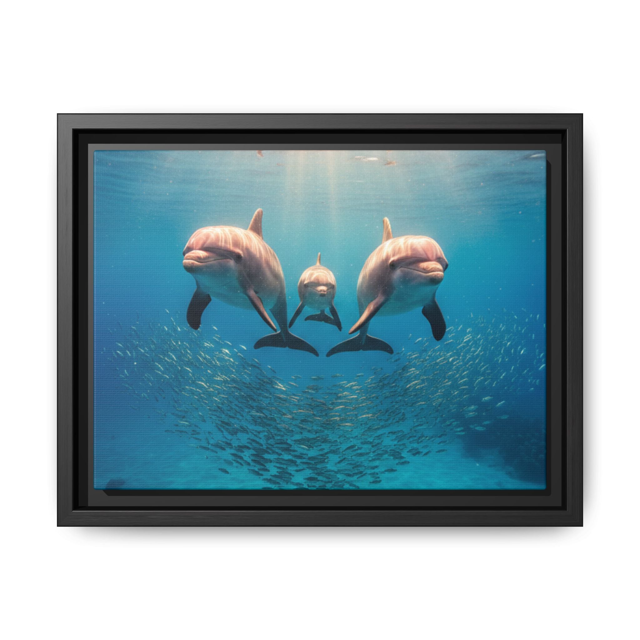 Framed Dolphin Canvas Print — Matte Ocean Wall Art