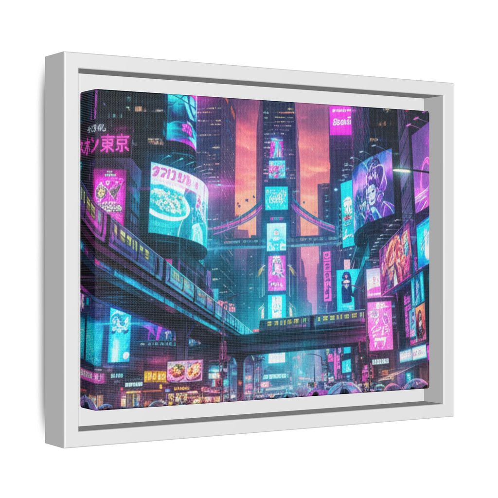 Bright Future Cityscape Vibrant Wall Art  — Framed Cyberpunk Wall Art