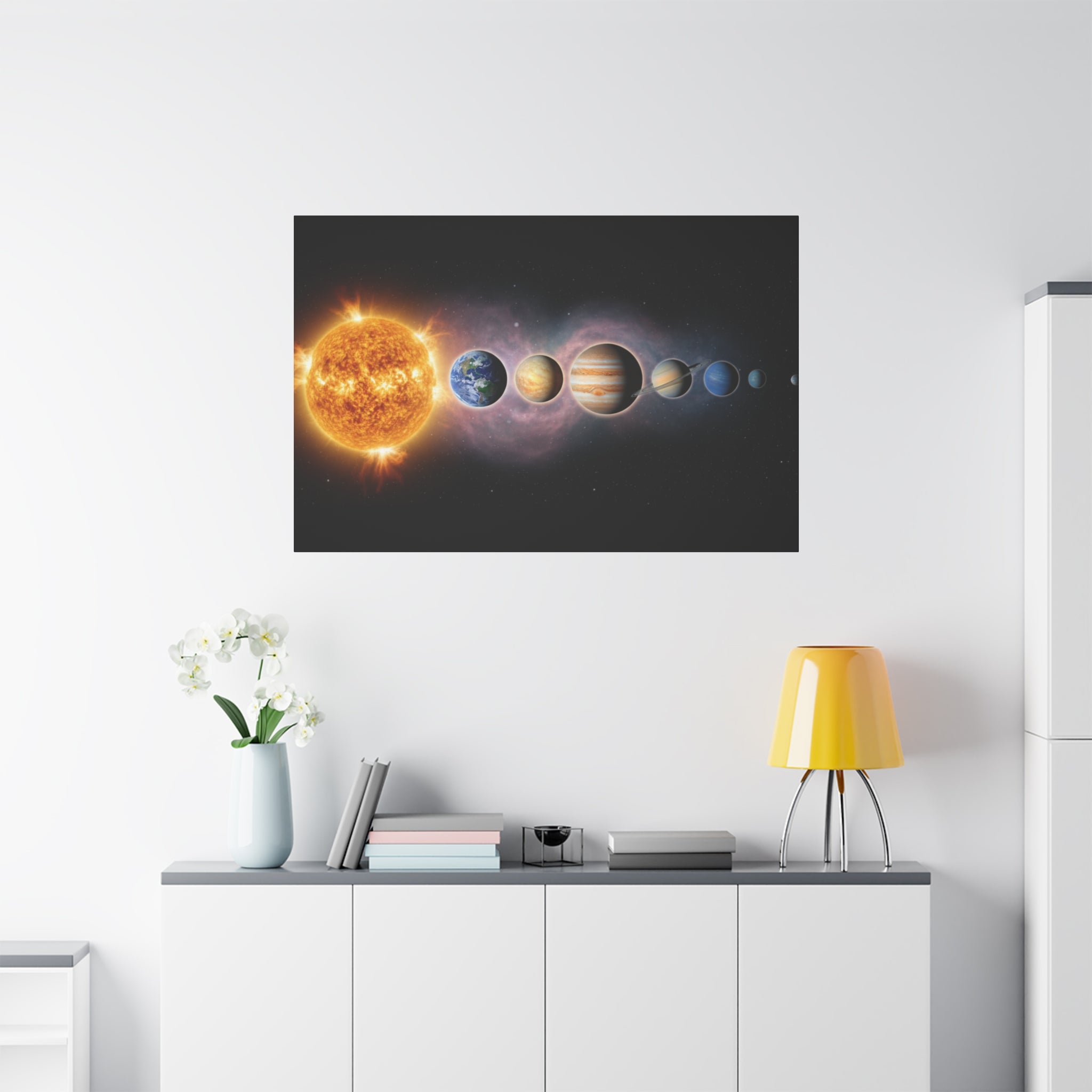 Stunning Solar System Art — Planet Lineup Matte Stretched Wall Art