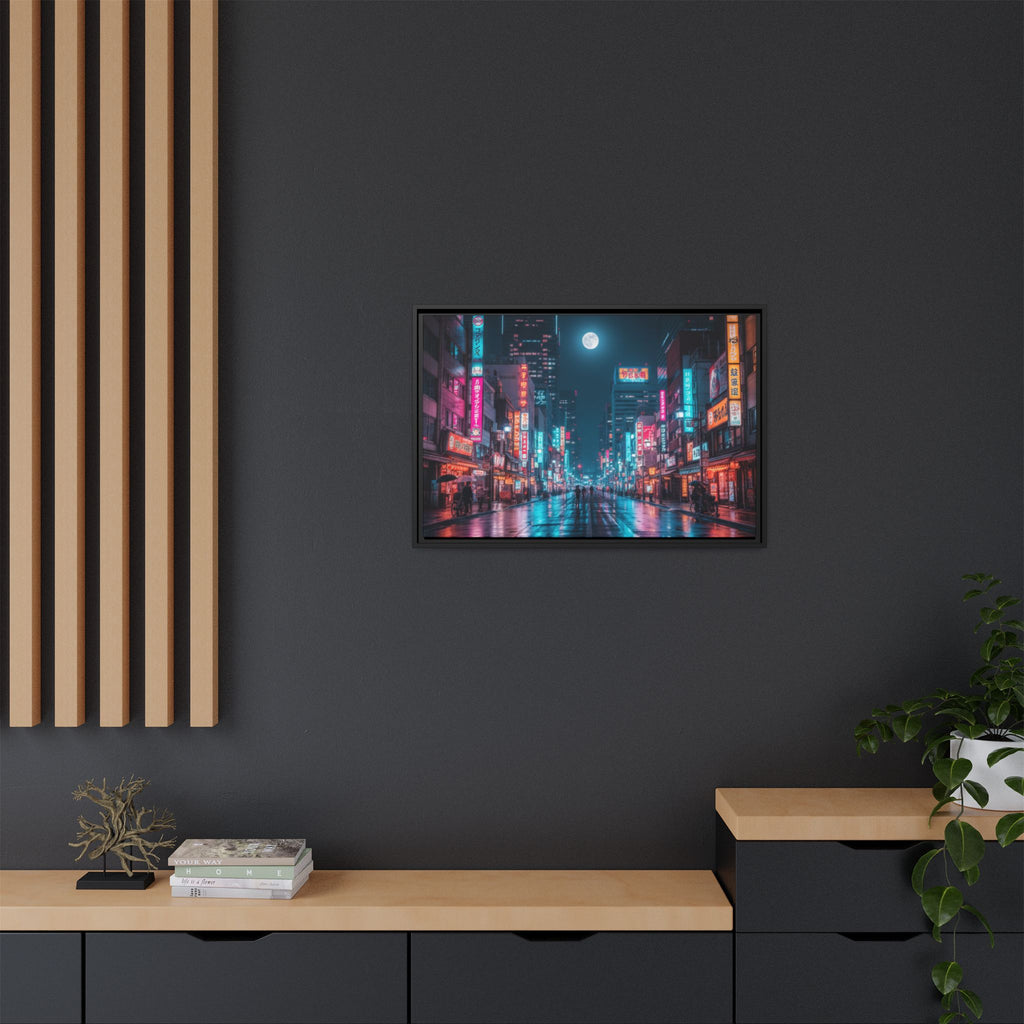 Japan Nightscape Canvas Framed Print