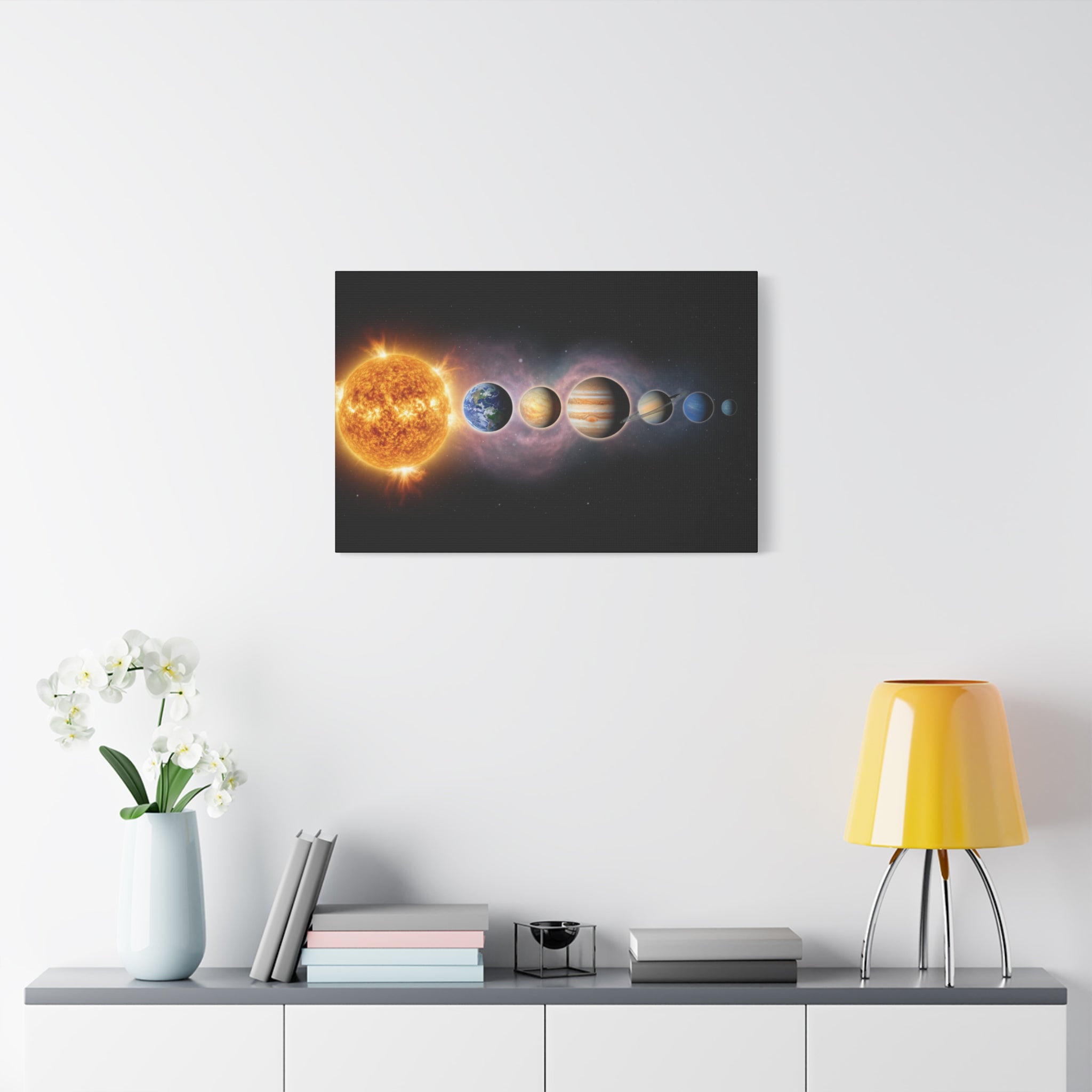 Stunning Solar System Art — Planet Lineup Matte Stretched Wall Art