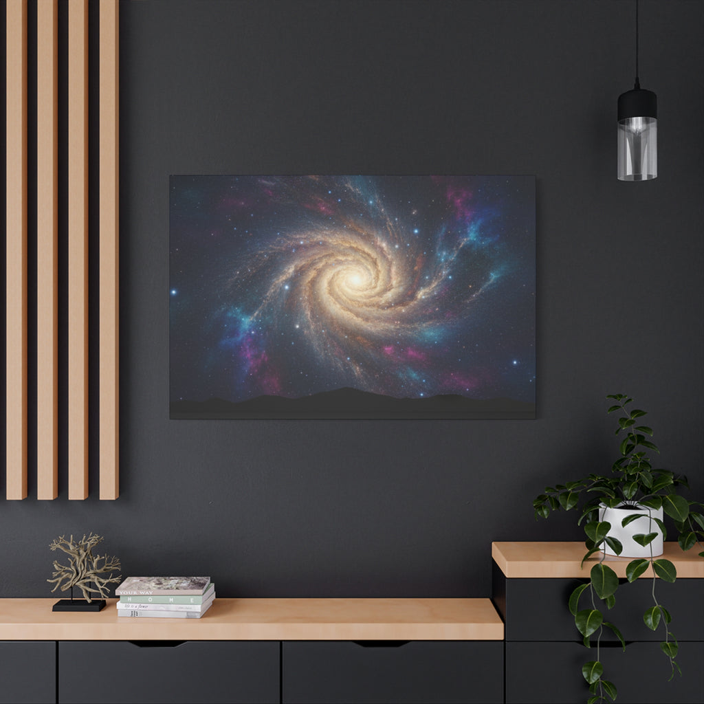 Spiral Galaxy Matte Canvas Wall Art – Stretched Space Nebula Print