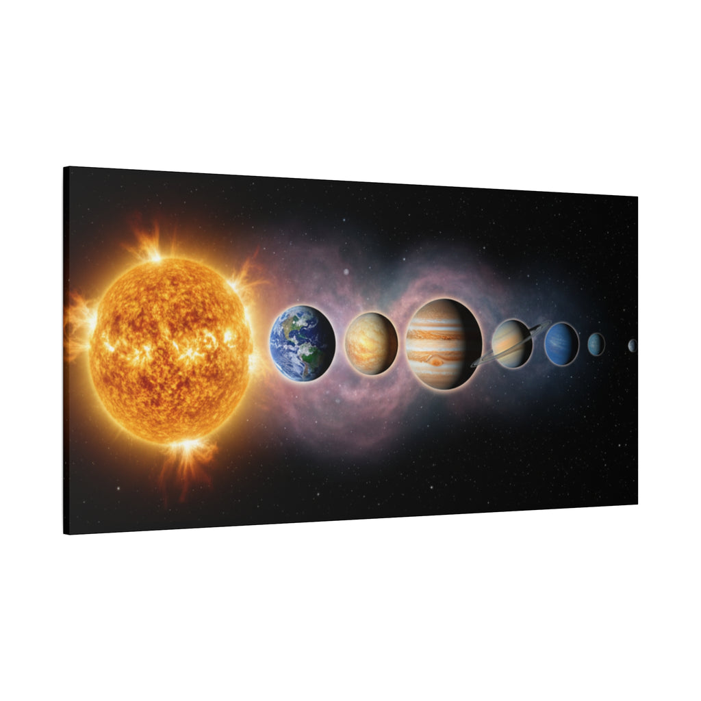Stunning Solar System Art — Planet Lineup Matte Stretched Wall Art