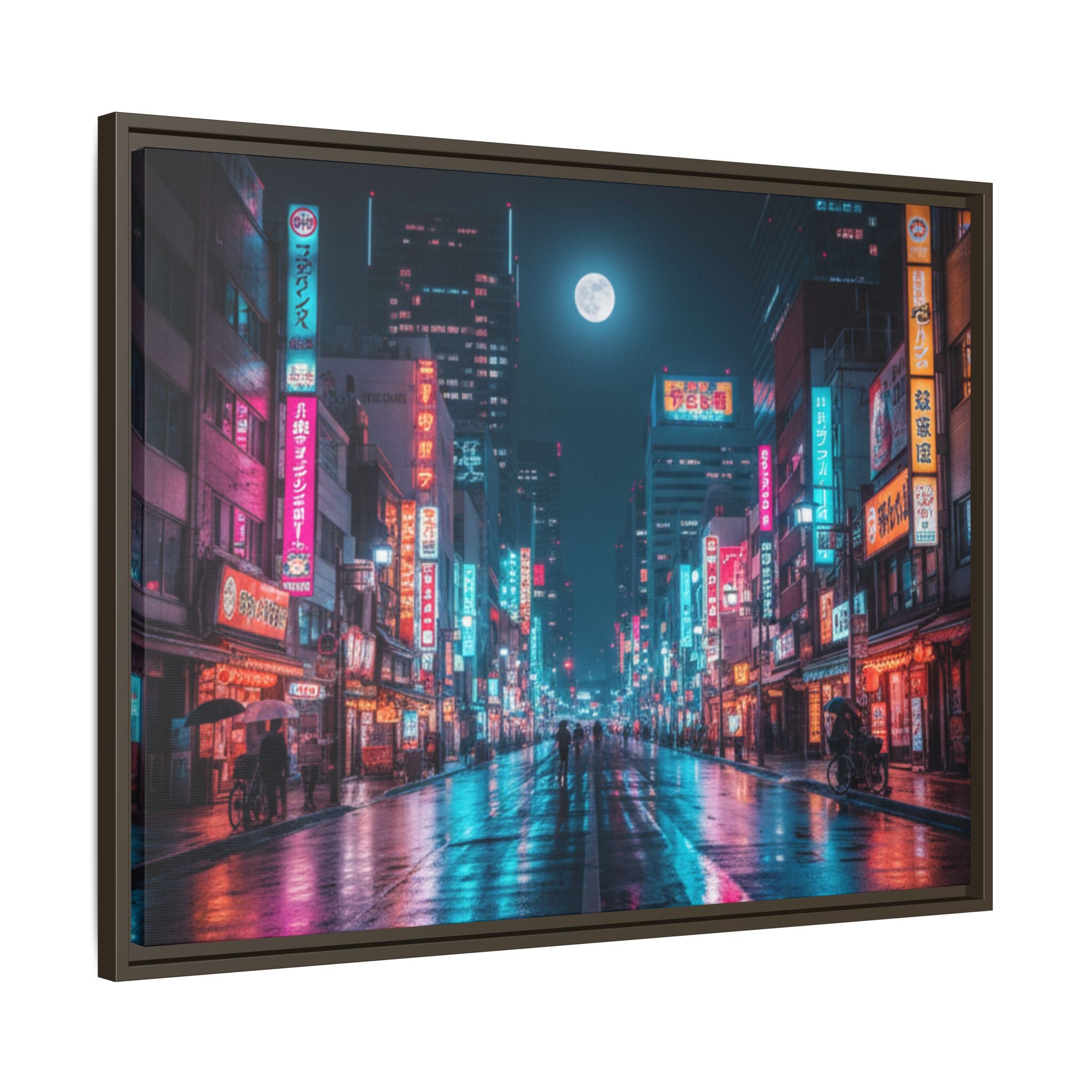 Japan Nightscape Canvas Framed Print