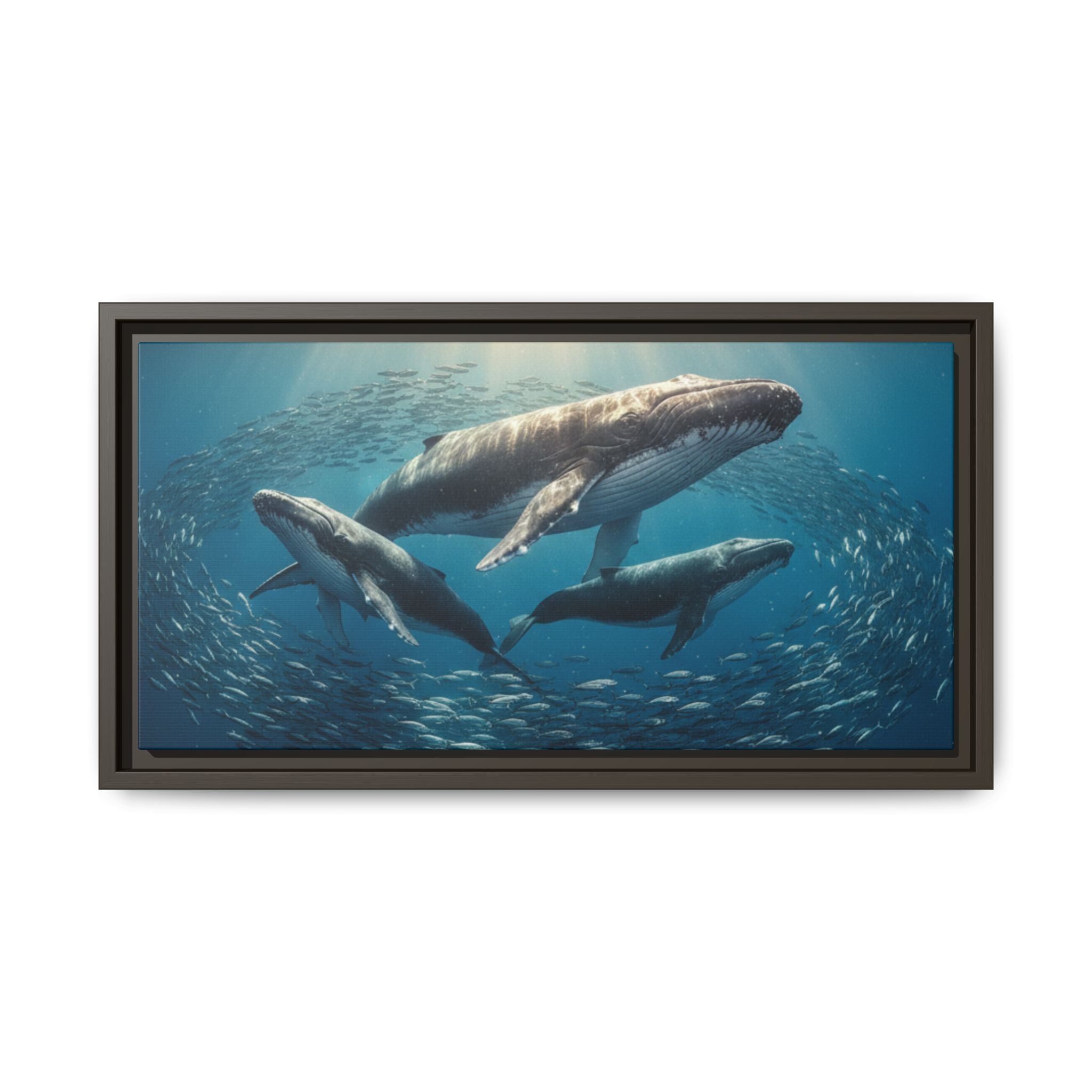 Stunning Whale Family Canvas Wall Art - Framed