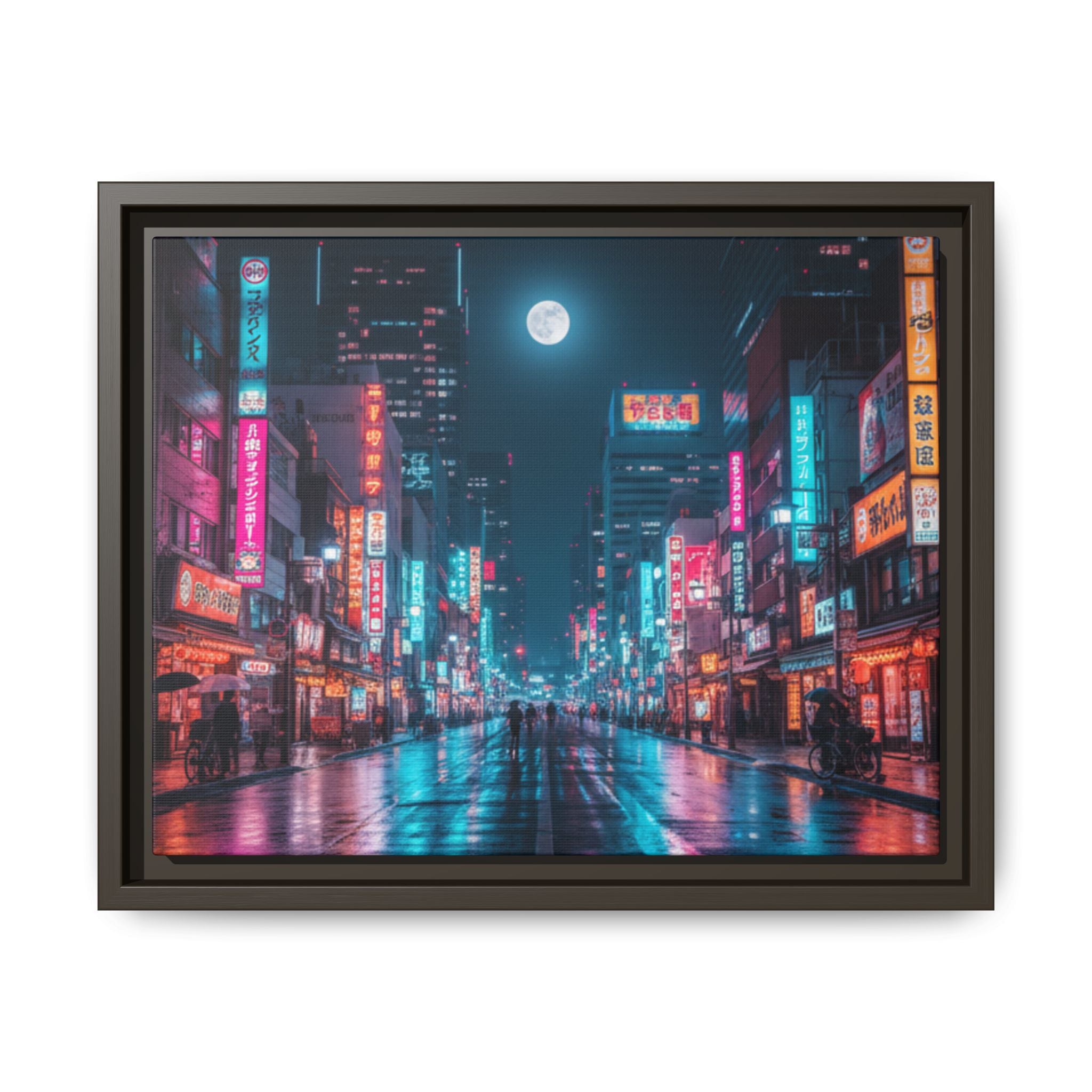 Japan Nightscape Canvas Framed Print