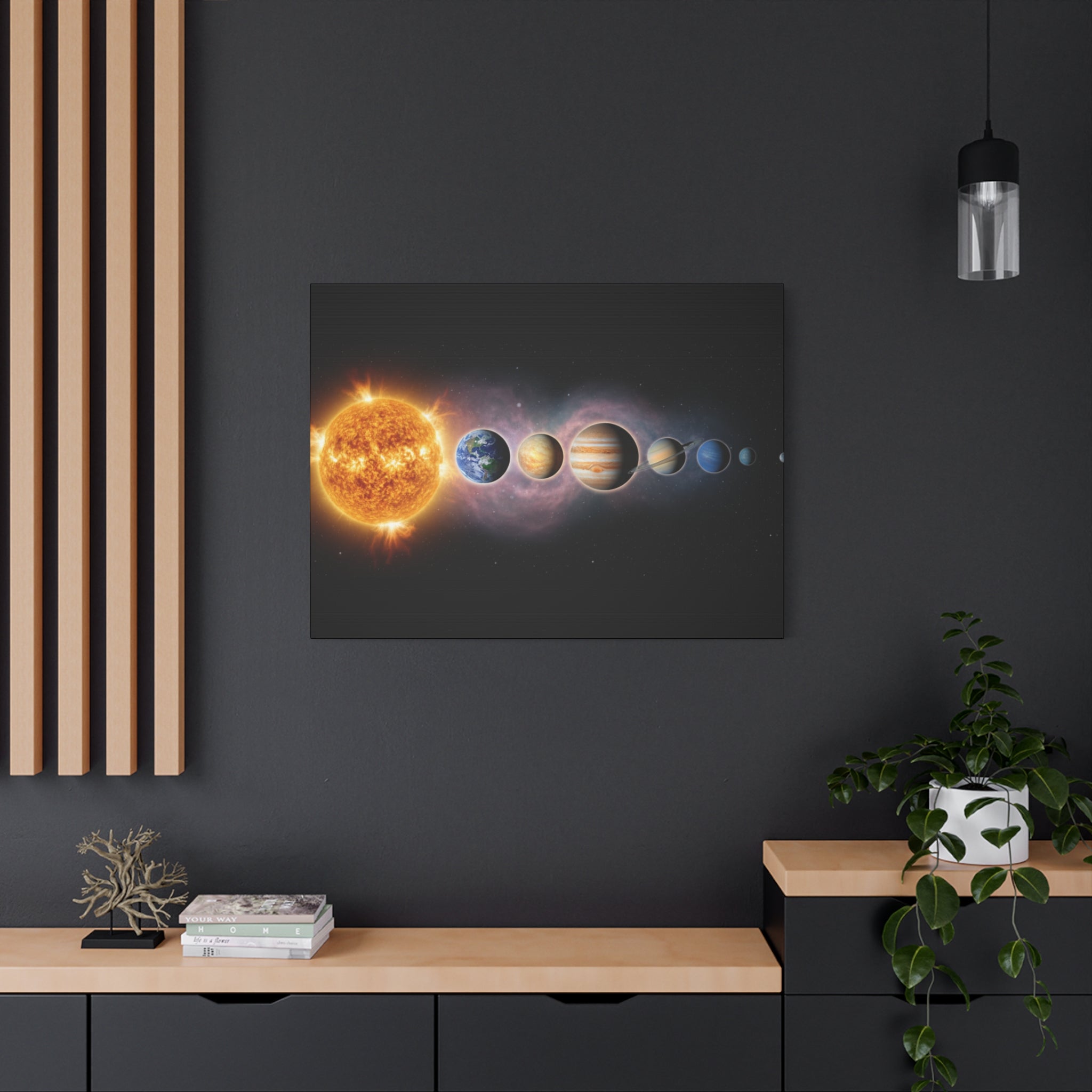 Stunning Solar System Art — Planet Lineup Matte Stretched Wall Art