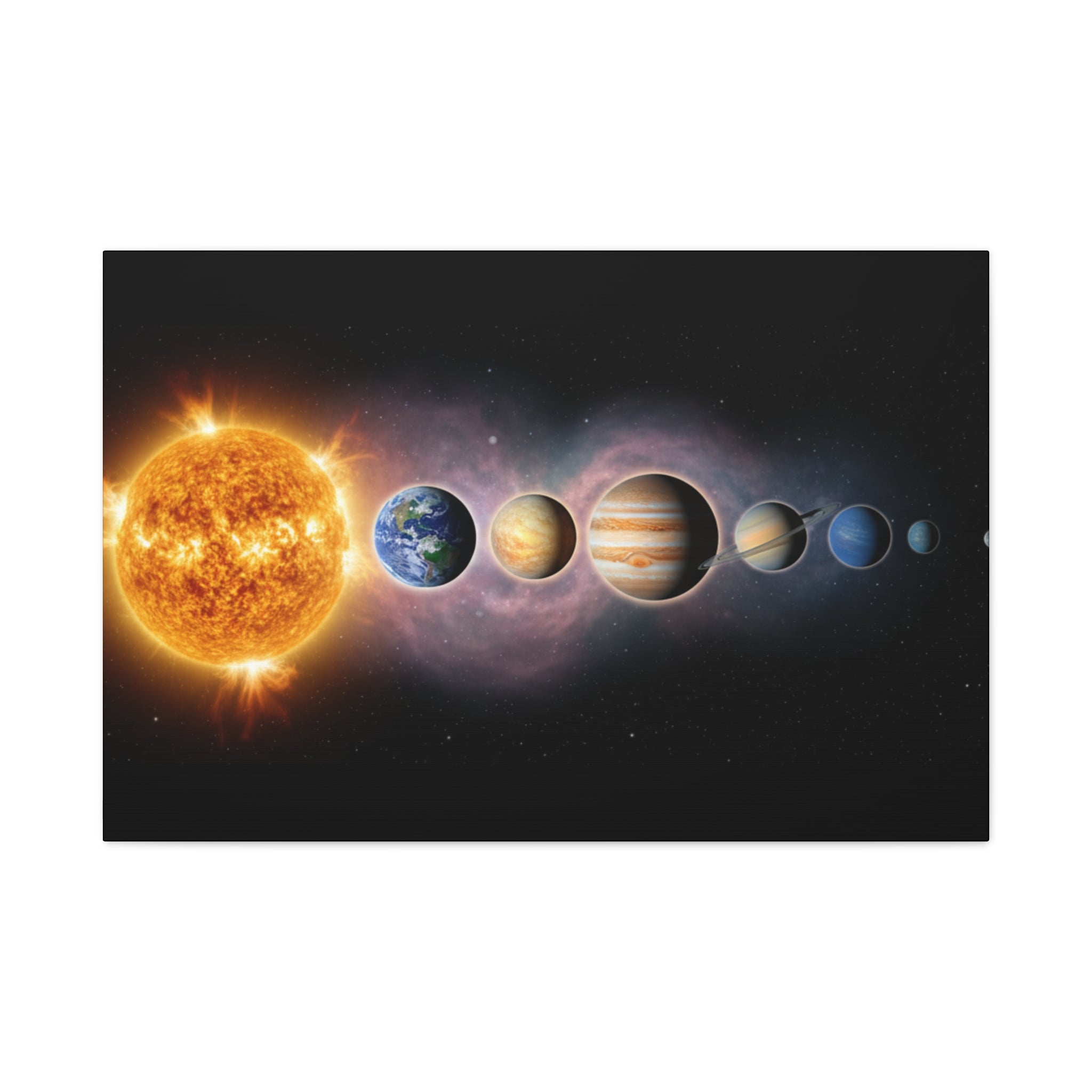 Stunning Solar System Art — Planet Lineup Matte Stretched Wall Art