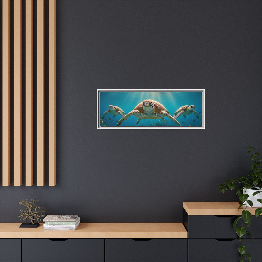 Sea Turtle Ocean Art — Framed Matte Canvas Wall Art