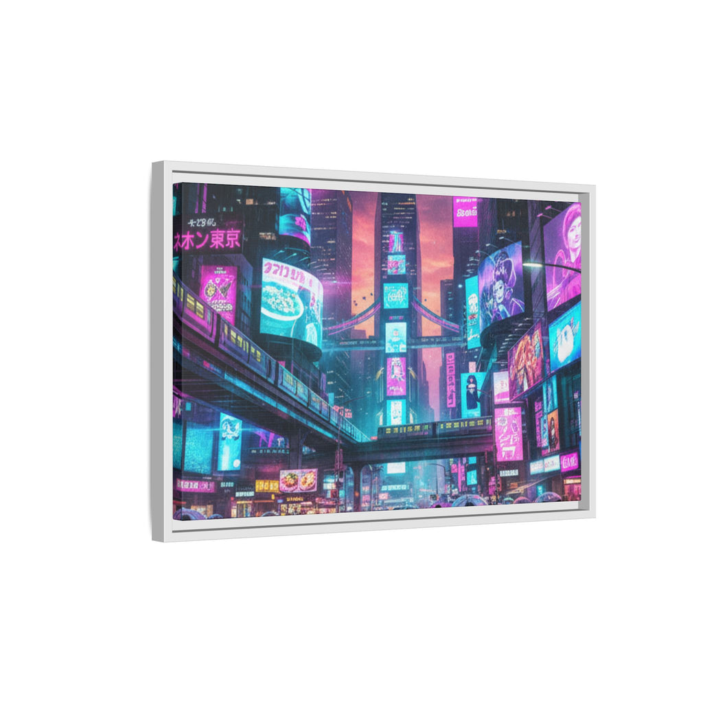 Bright Future Cityscape Vibrant Wall Art  — Framed Cyberpunk Wall Art