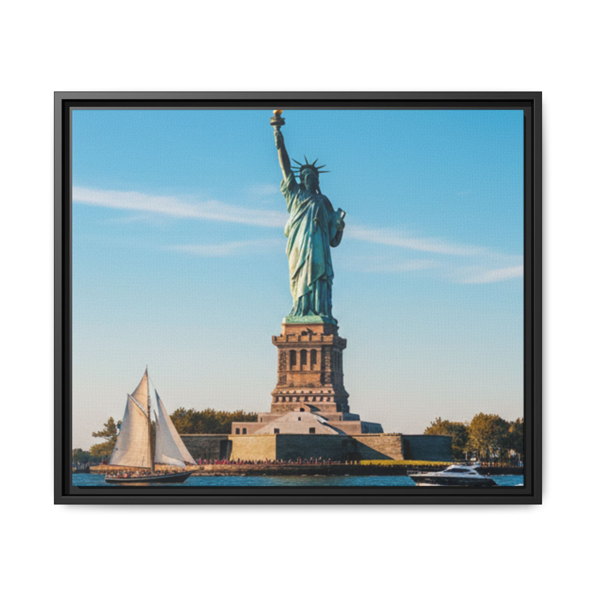 Statue of Liberty Matte Framed Canvas Print — New York City Landmark Wall Art