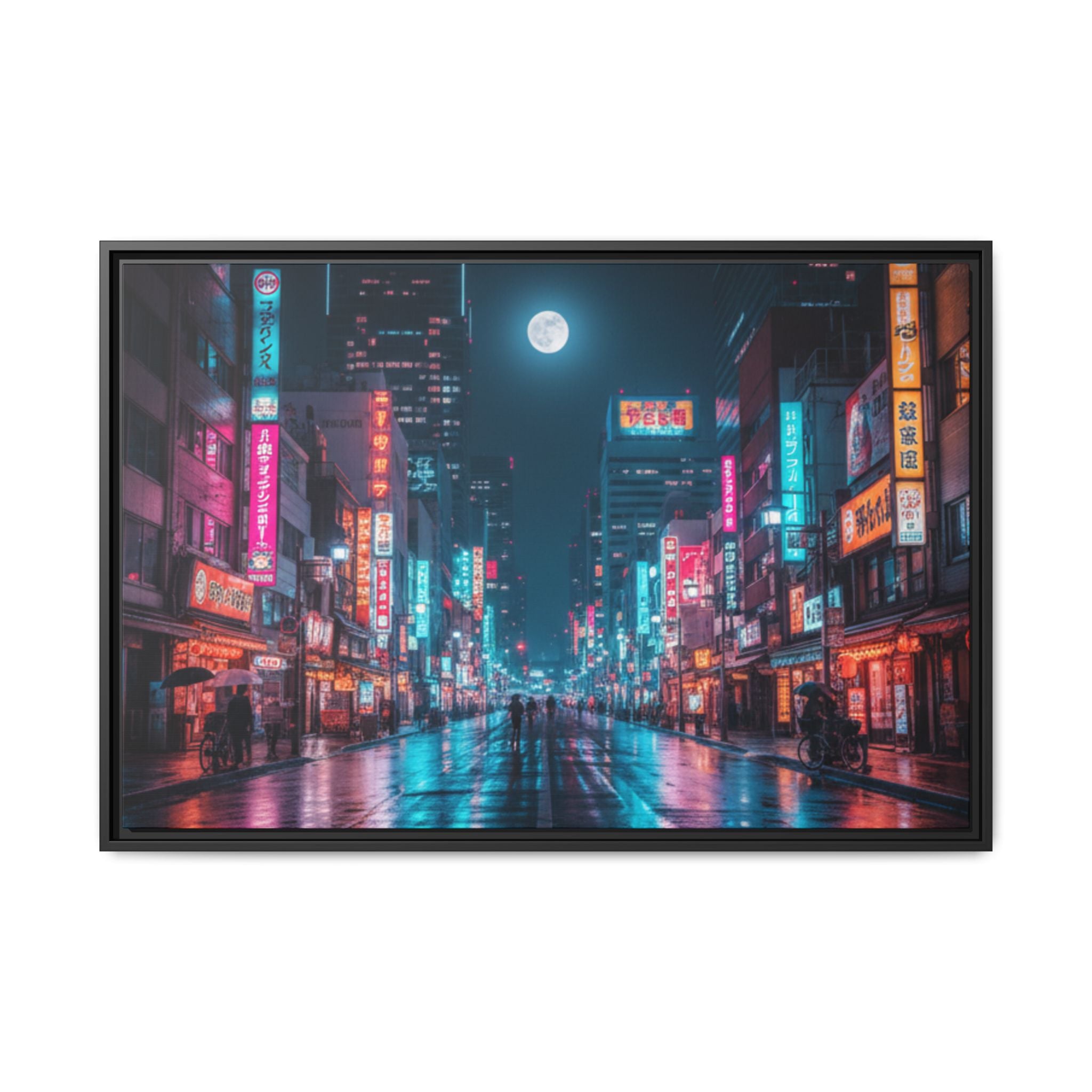 Japan Nightscape Canvas Framed Print