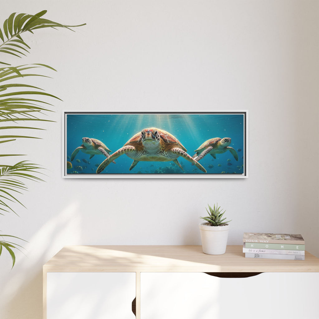 Sea Turtle Ocean Art — Framed Matte Canvas Wall Art