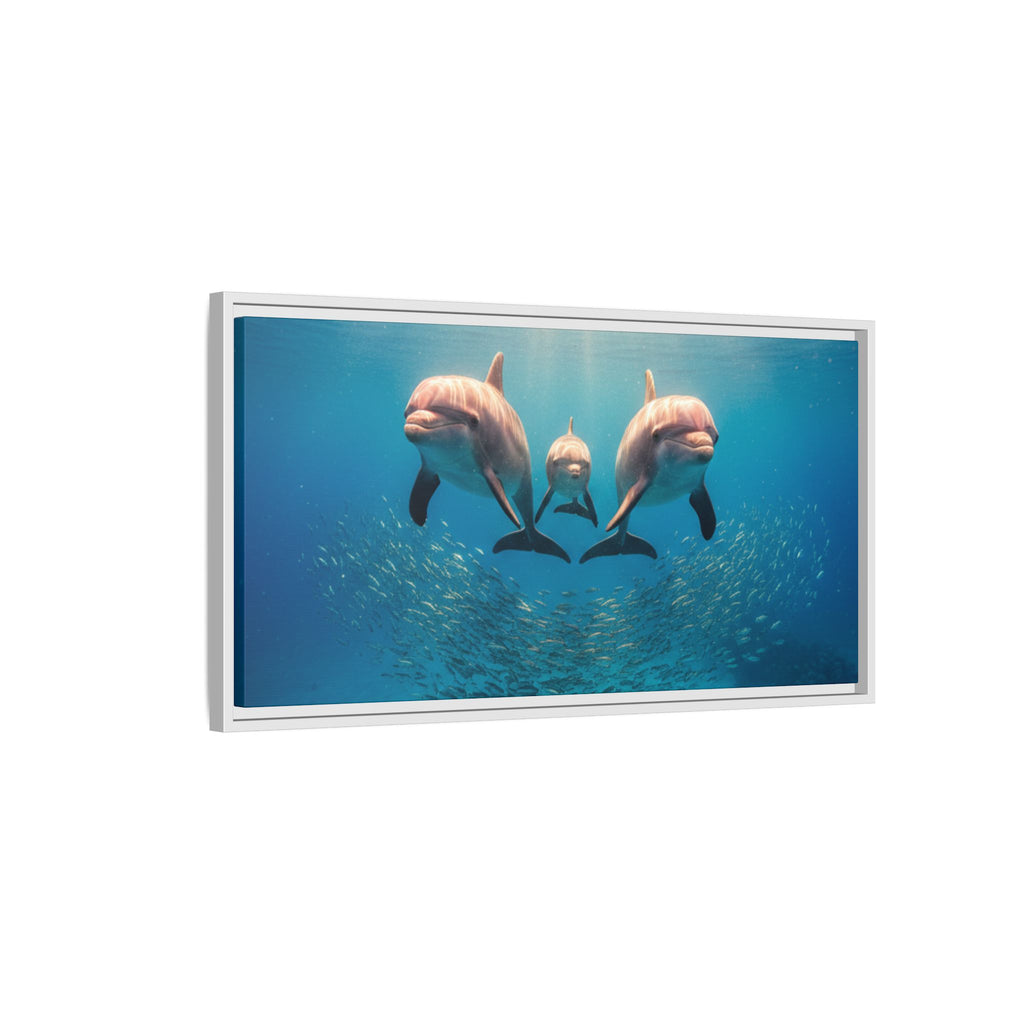 Framed Dolphin Canvas Print — Matte Ocean Wall Art