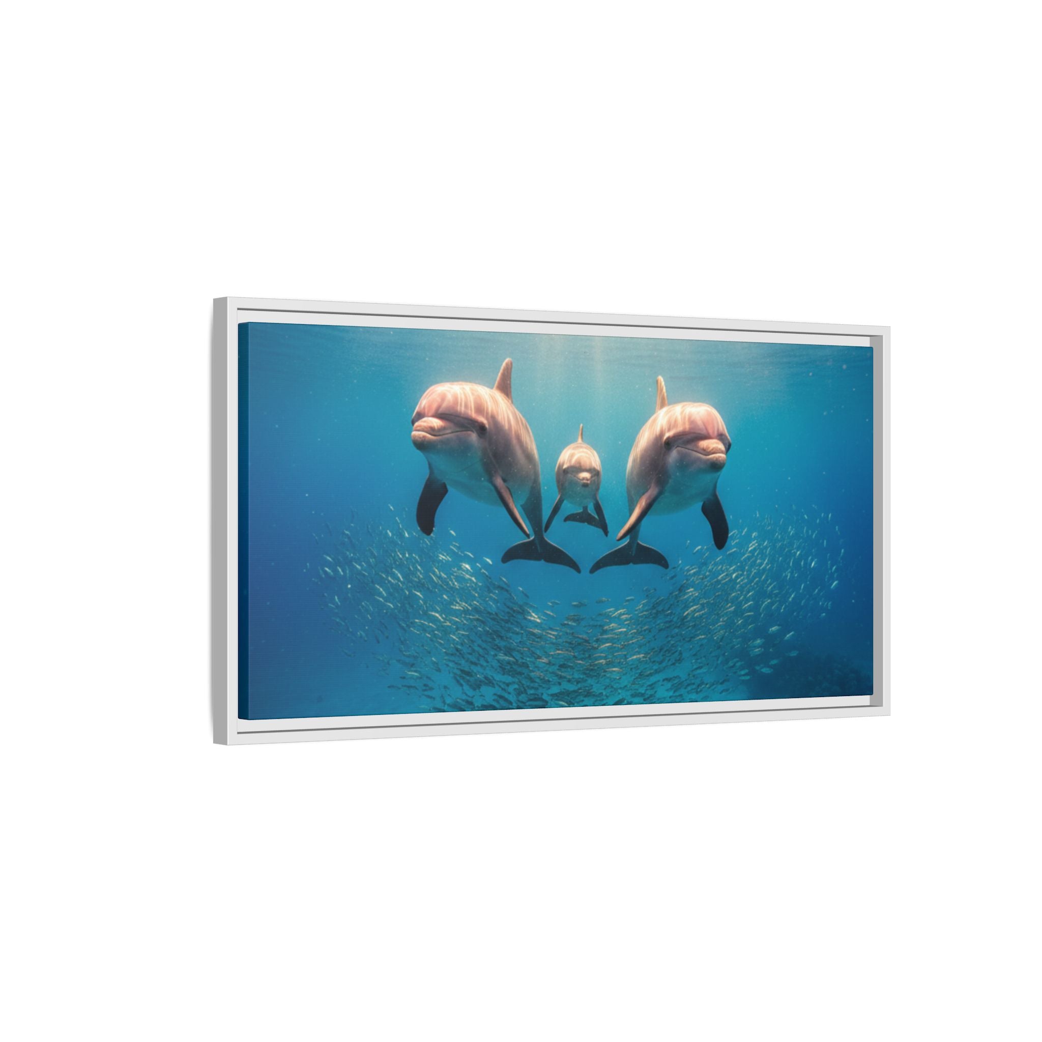 Framed Dolphin Canvas Print — Matte Ocean Wall Art
