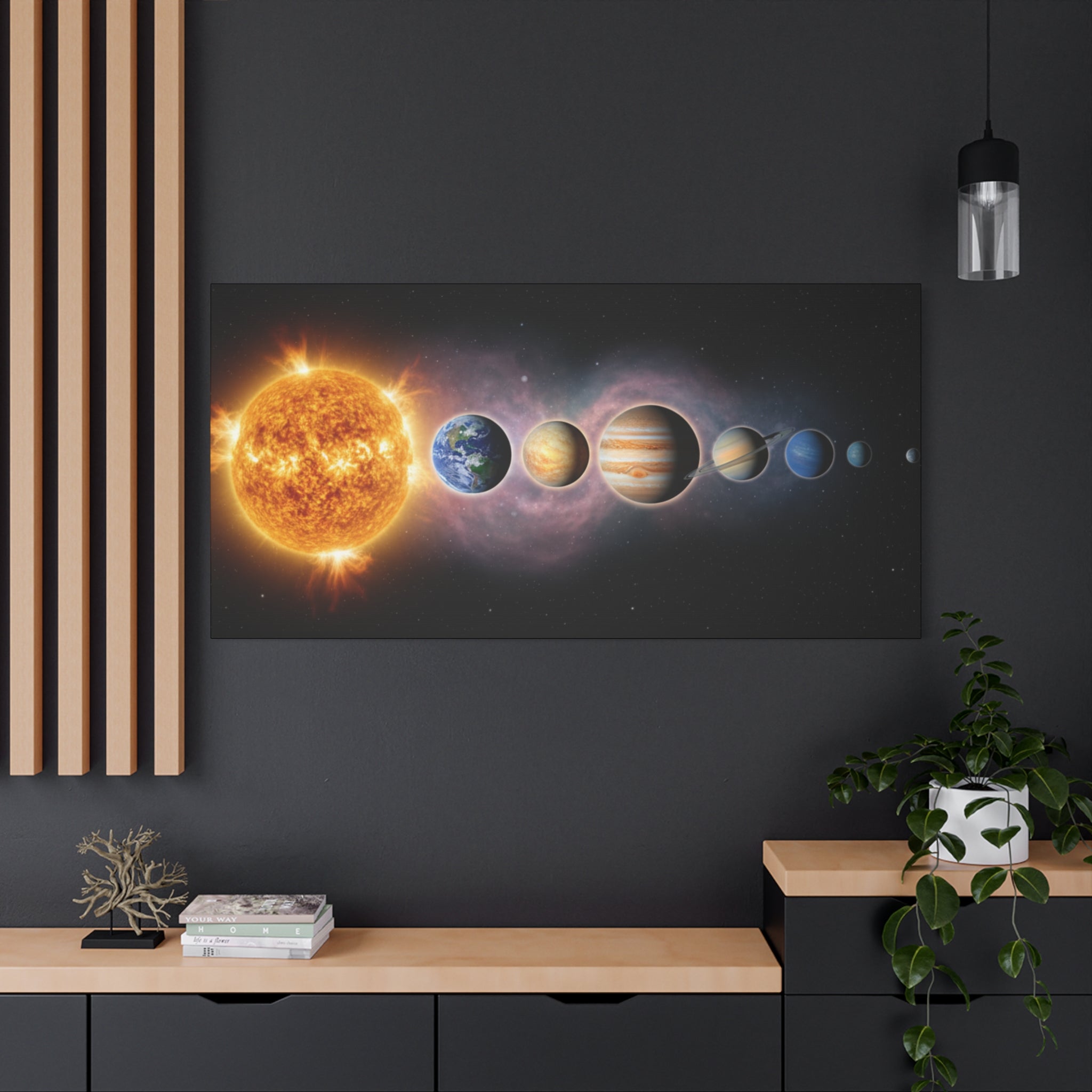 Stunning Solar System Art — Planet Lineup Matte Stretched Wall Art