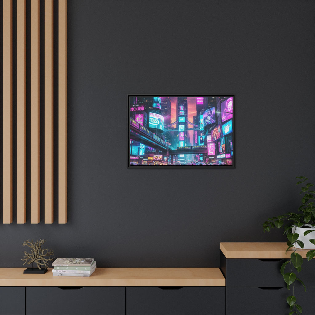 Bright Future Cityscape Vibrant Wall Art  — Framed Cyberpunk Wall Art