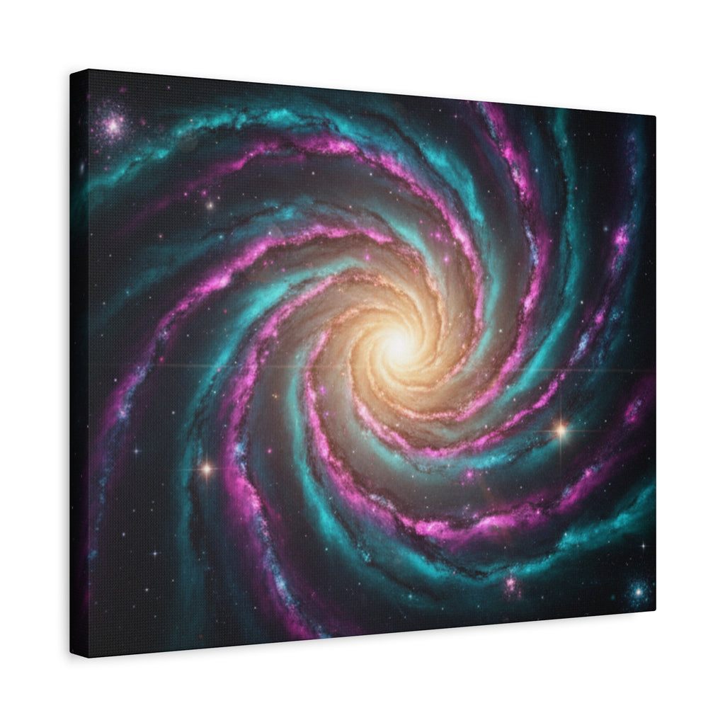Spiral Galaxy Matte Canvas Wall Art — Vibrant Cosmic Nebula Print
