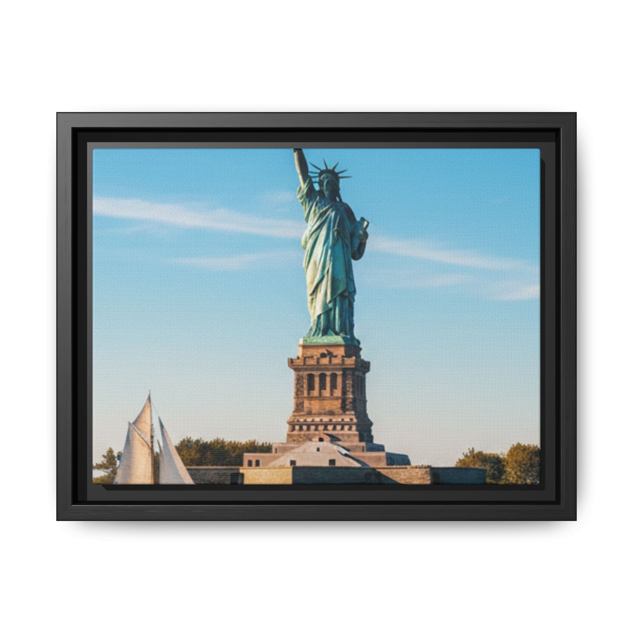 Statue of Liberty Matte Framed Canvas Print — New York City Landmark Wall Art