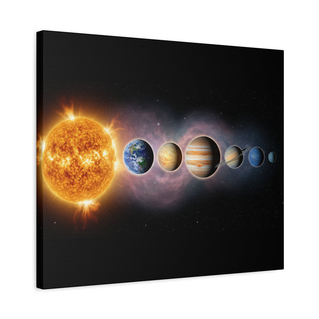 Stunning Solar System Art — Planet Lineup Matte Stretched Wall Art