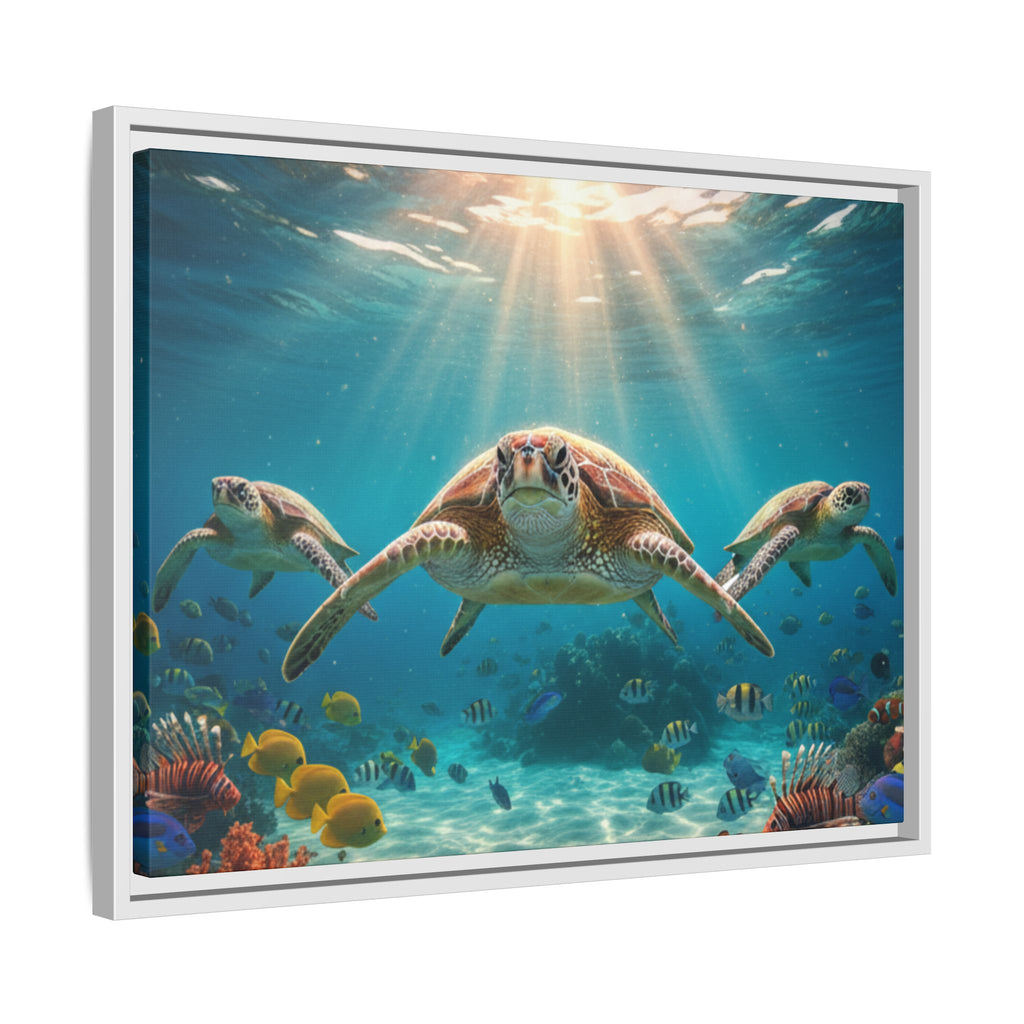 Sea Turtle Ocean Art — Framed Matte Canvas Wall Art