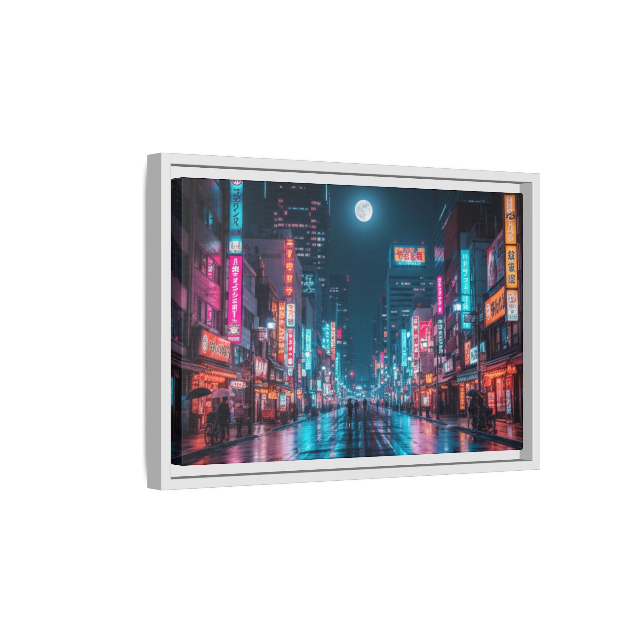 Japan Nightscape Canvas Framed Print
