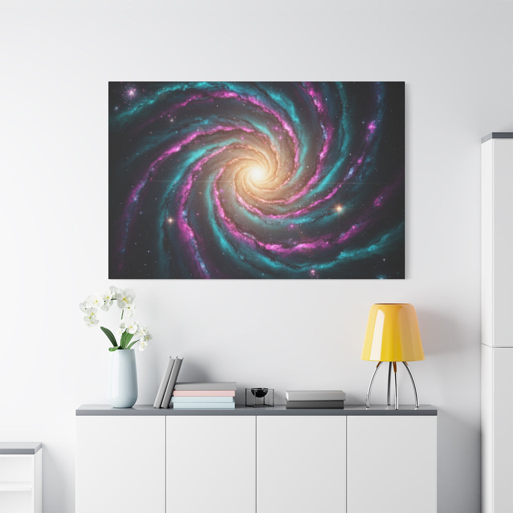 Spiral Galaxy Matte Canvas Wall Art — Vibrant Cosmic Nebula Print