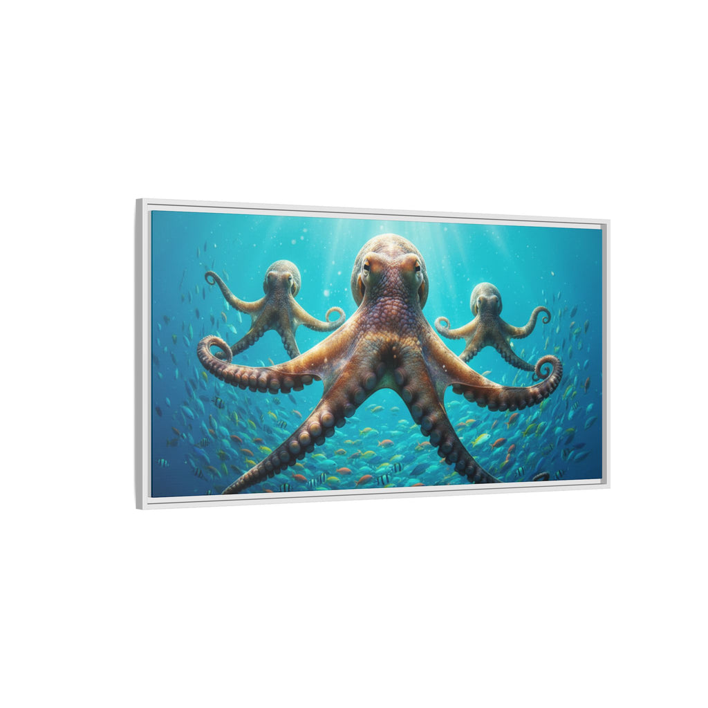 Framed Octopus Art Print — Vibrant Underwater Canvas Wall Decor