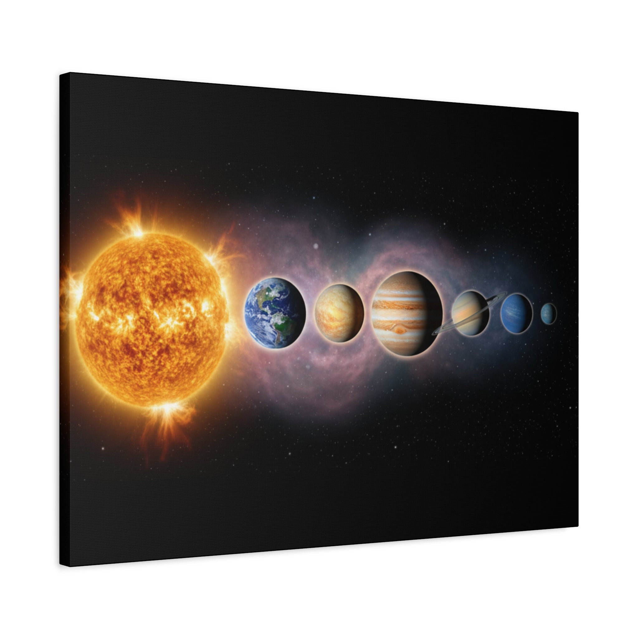 Stunning Solar System Art — Planet Lineup Matte Stretched Wall Art