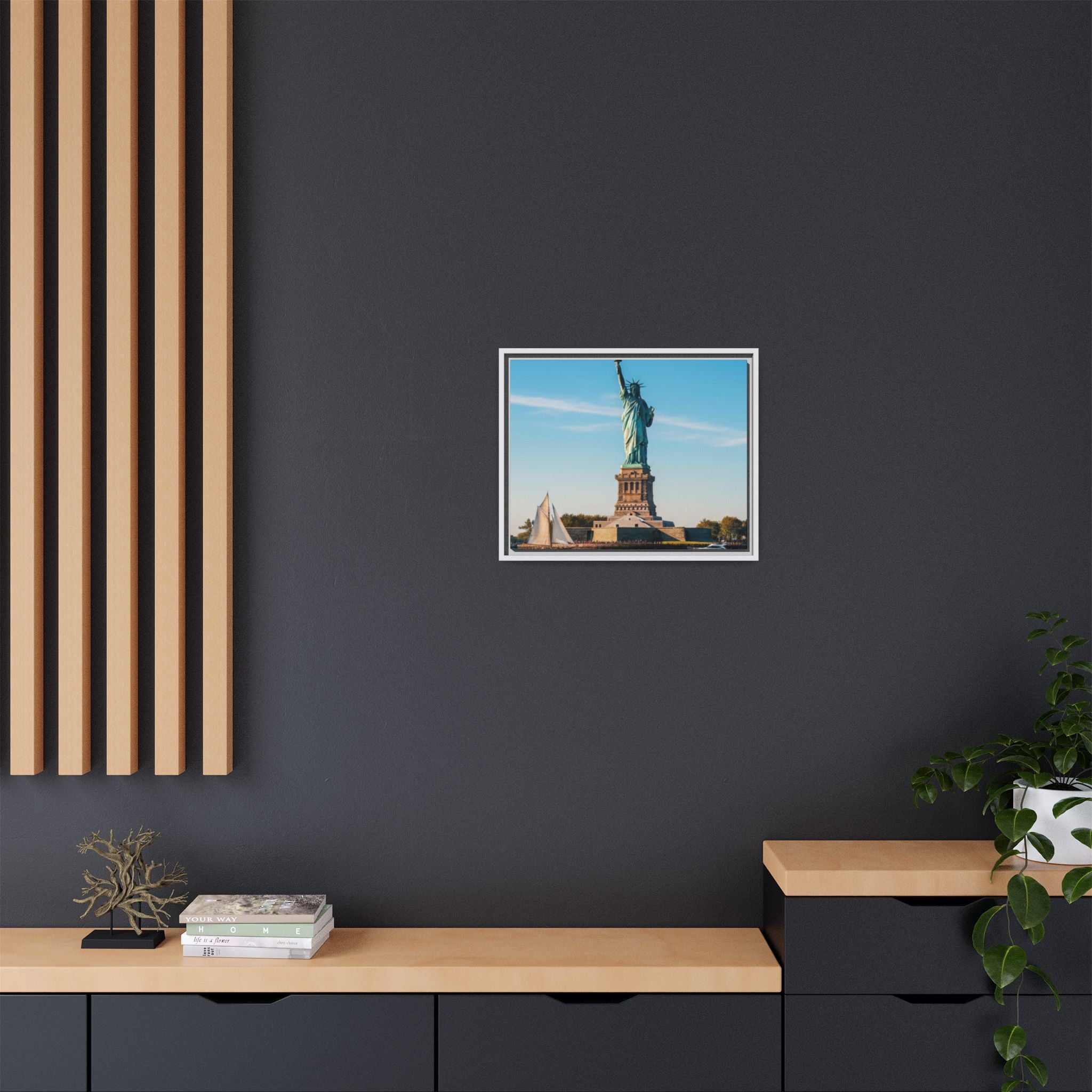 Statue of Liberty Matte Framed Canvas Print — New York City Landmark Wall Art