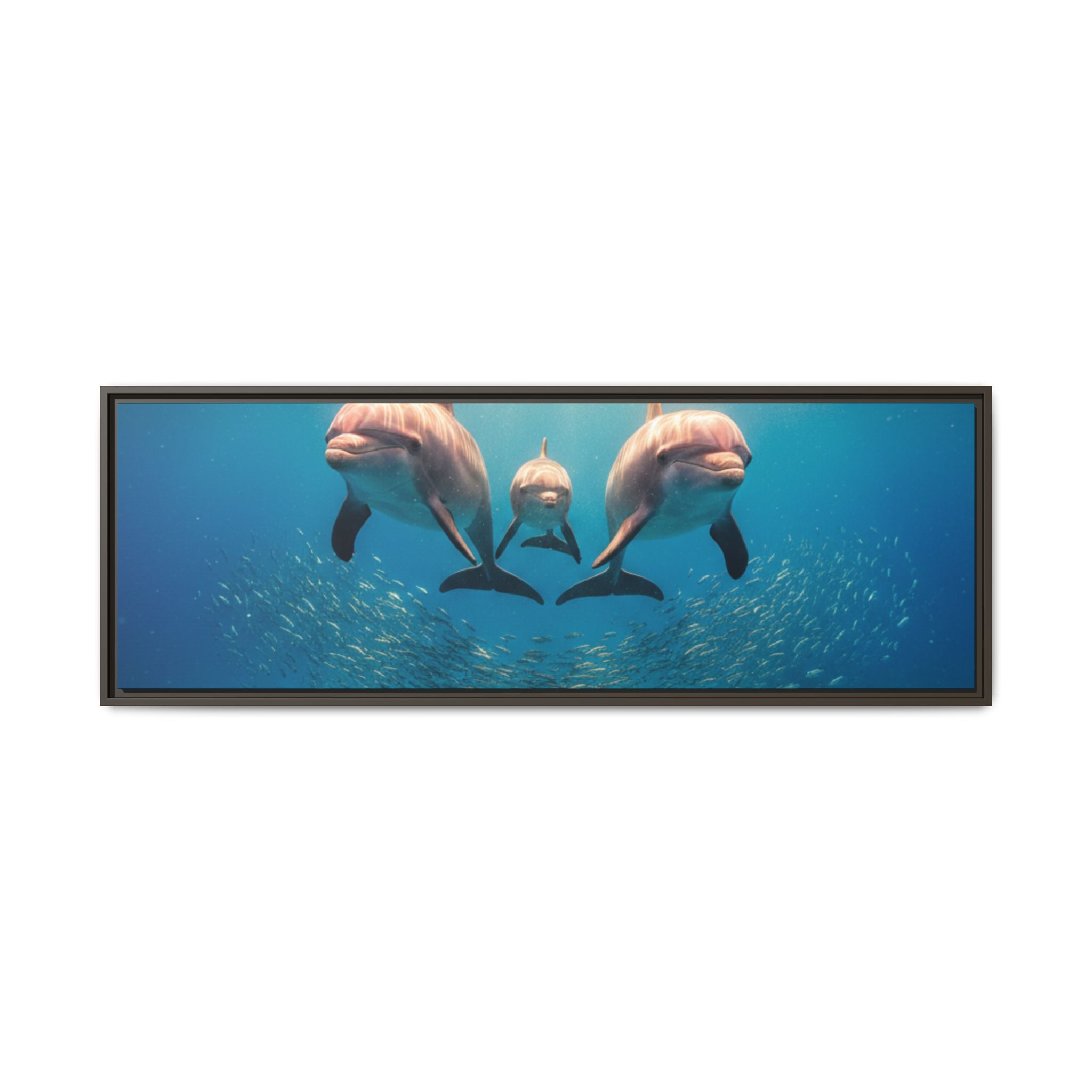 Framed Dolphin Canvas Print — Matte Ocean Wall Art