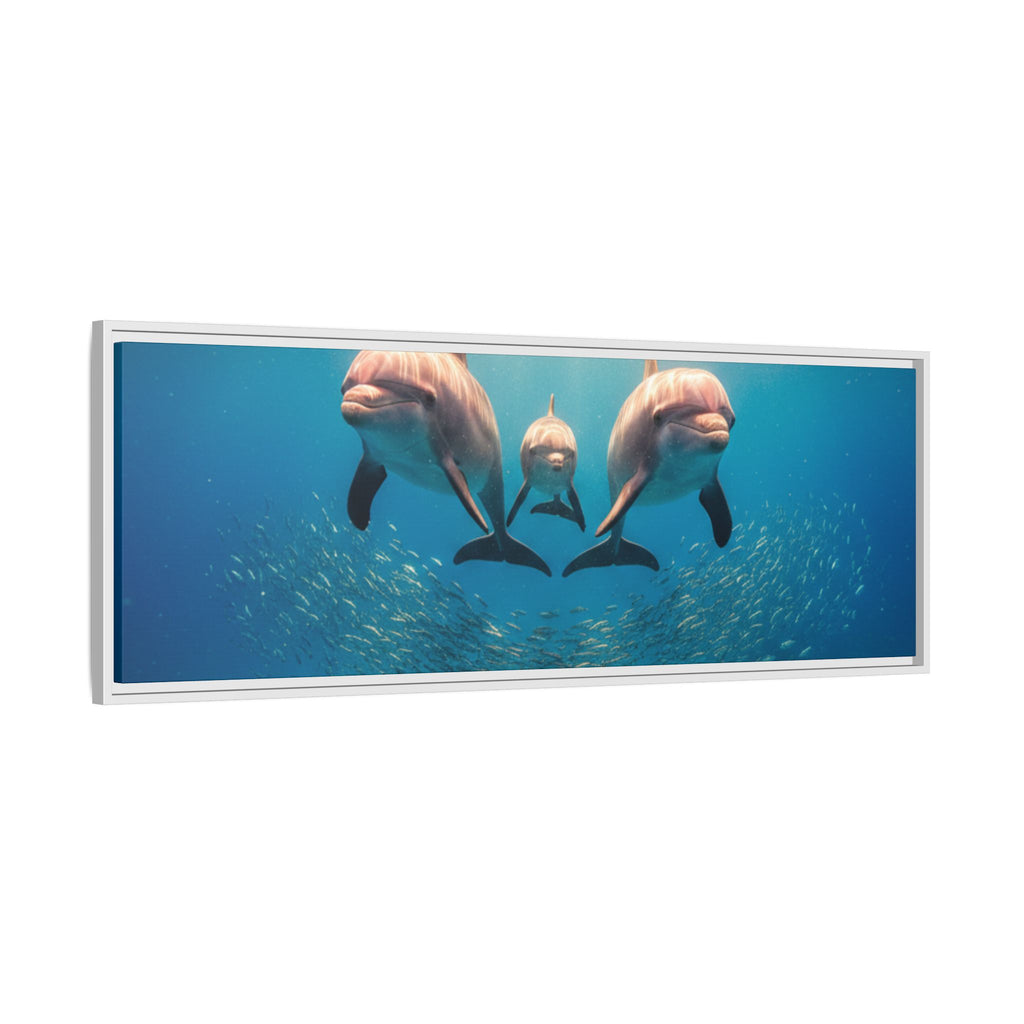 Framed Dolphin Canvas Print — Matte Ocean Wall Art