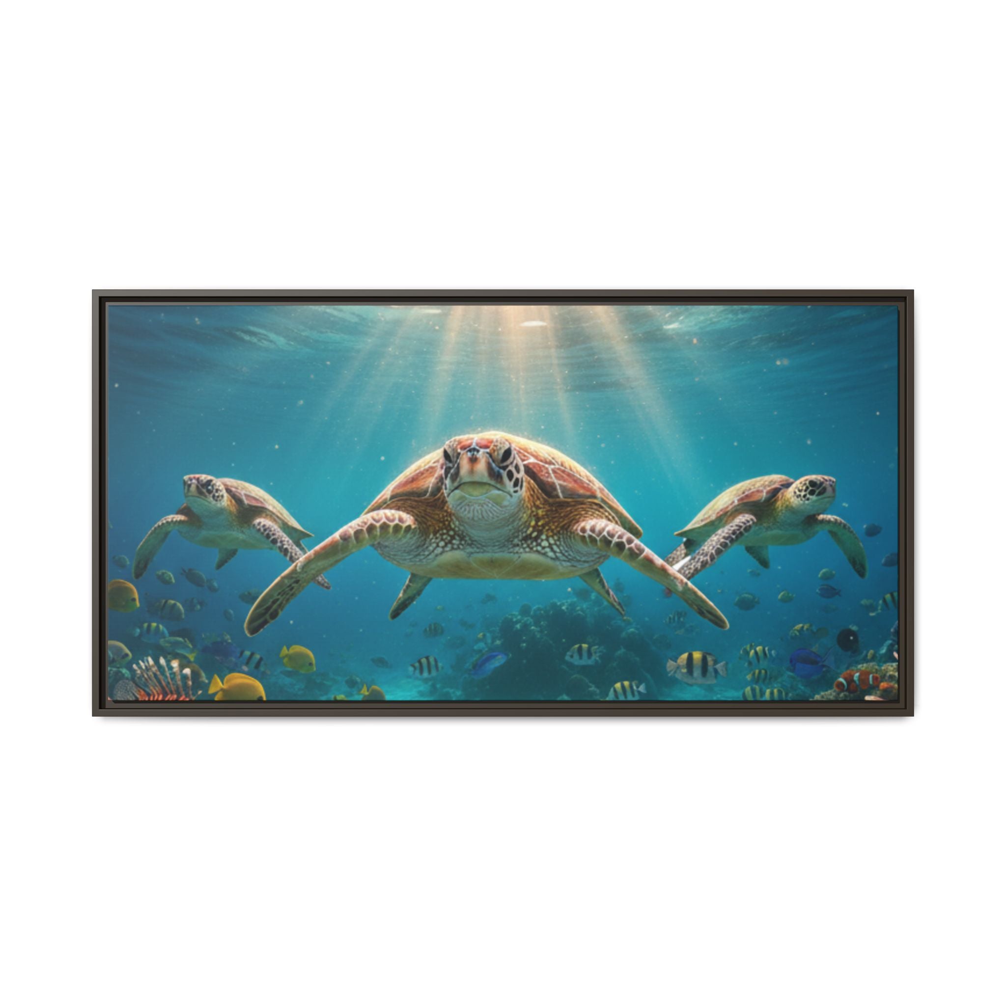Sea Turtle Ocean Art — Framed Matte Canvas Wall Art