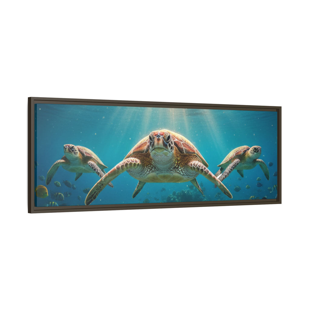 Sea Turtle Ocean Art — Framed Matte Canvas Wall Art