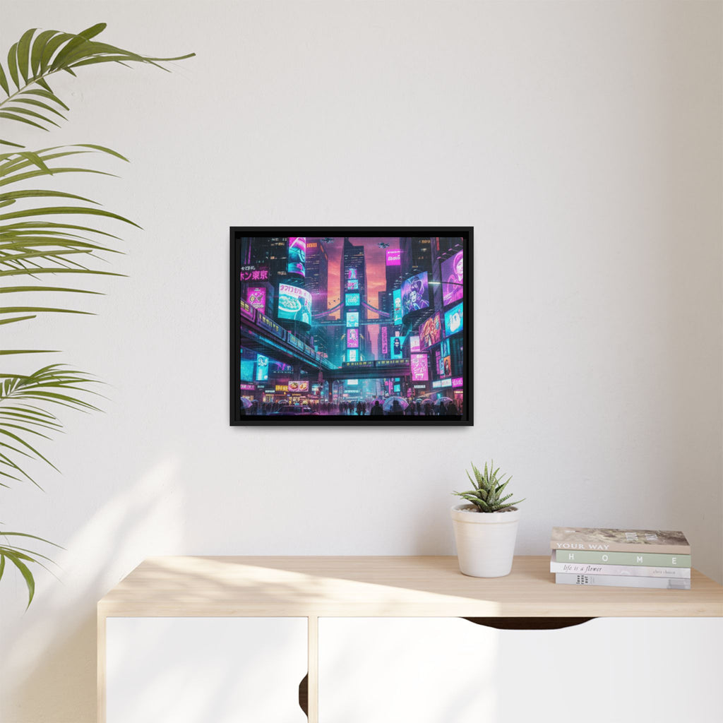 Bright Future Cityscape Vibrant Wall Art  — Framed Cyberpunk Wall Art