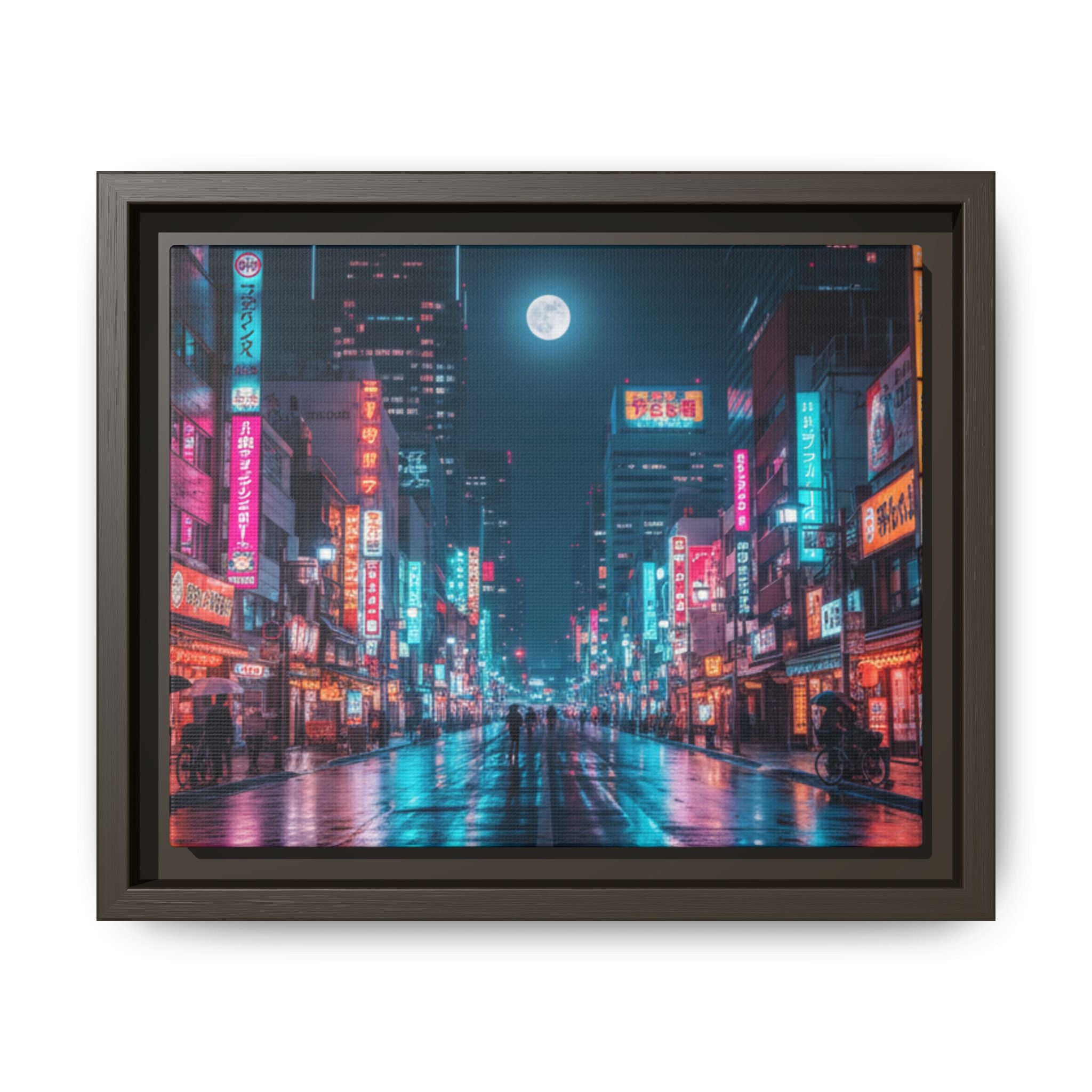 Japan Nightscape Canvas Framed Print
