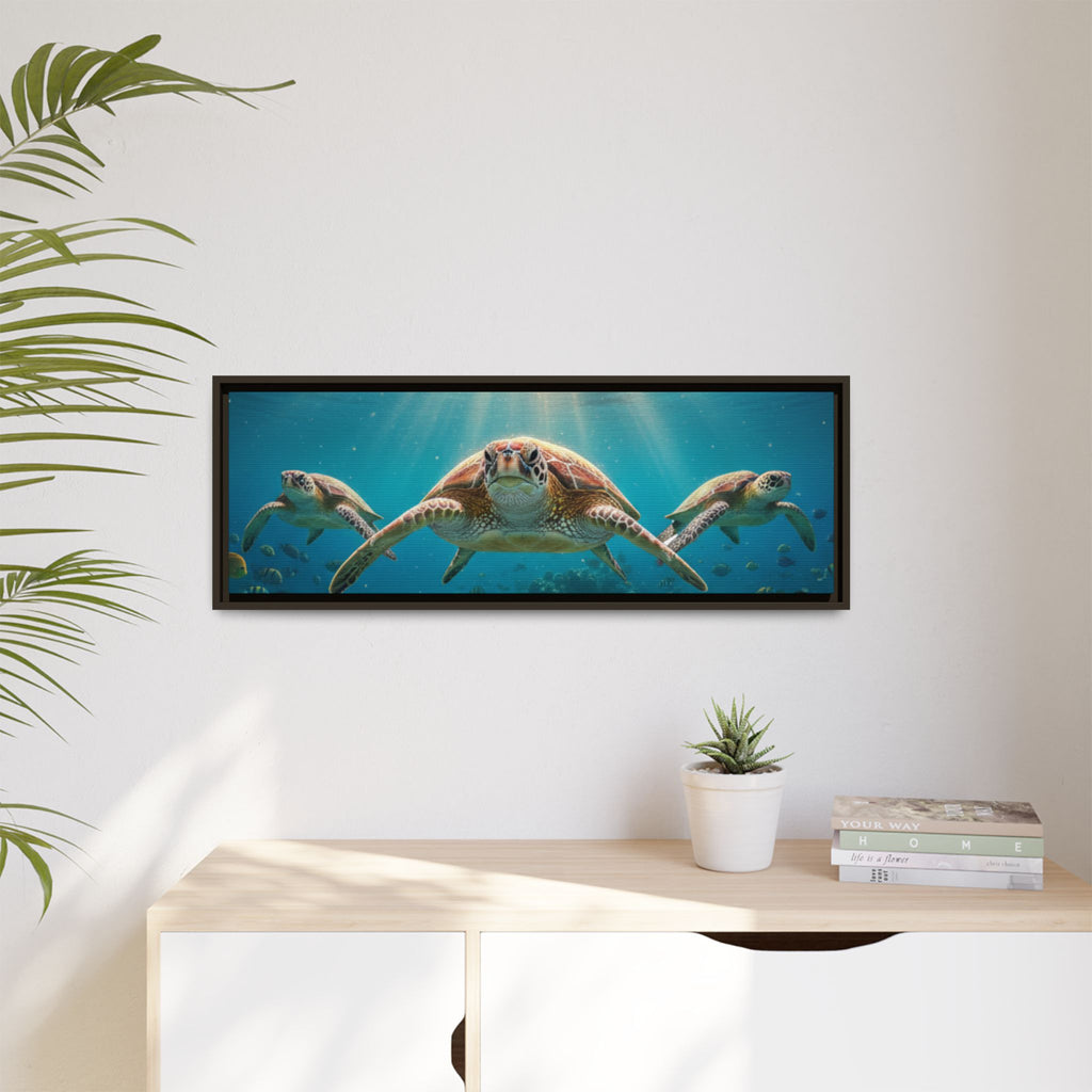 Sea Turtle Ocean Art — Framed Matte Canvas Wall Art