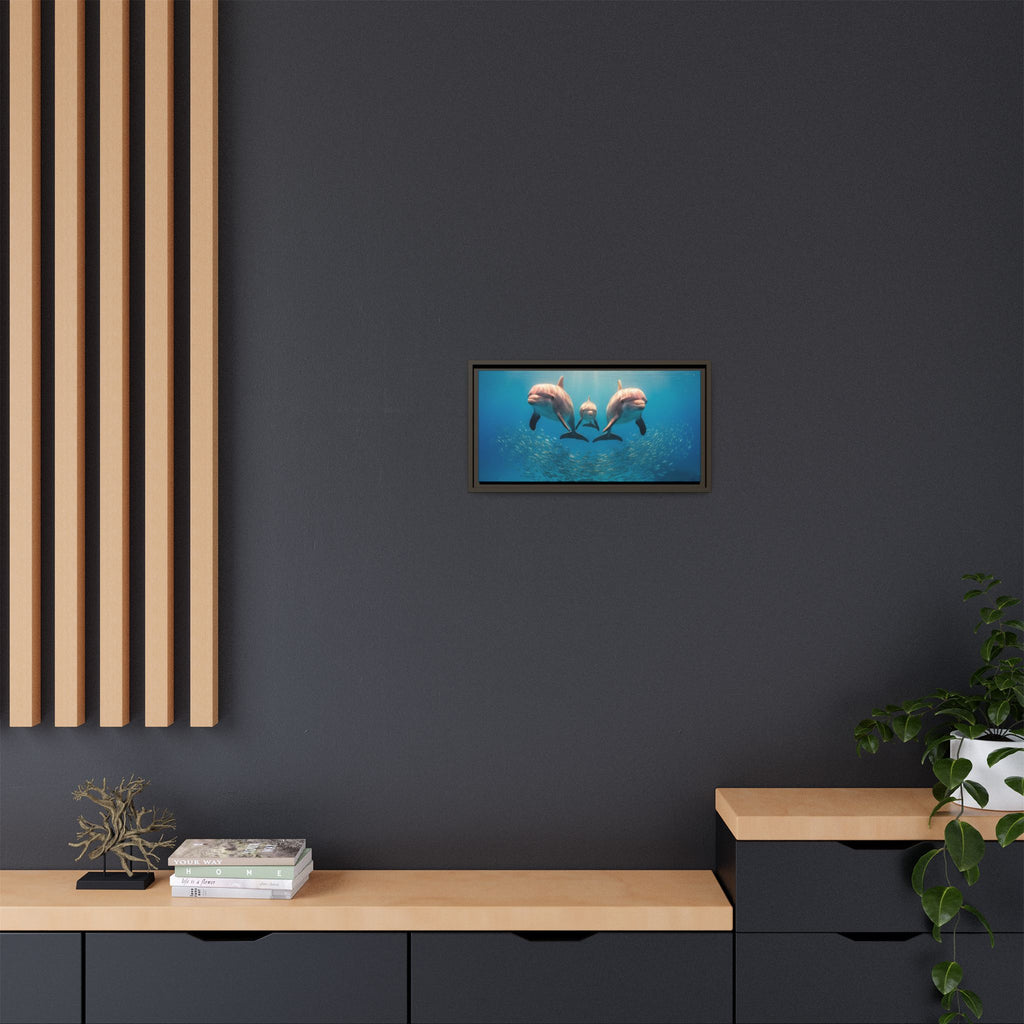 Framed Dolphin Canvas Print — Matte Ocean Wall Art