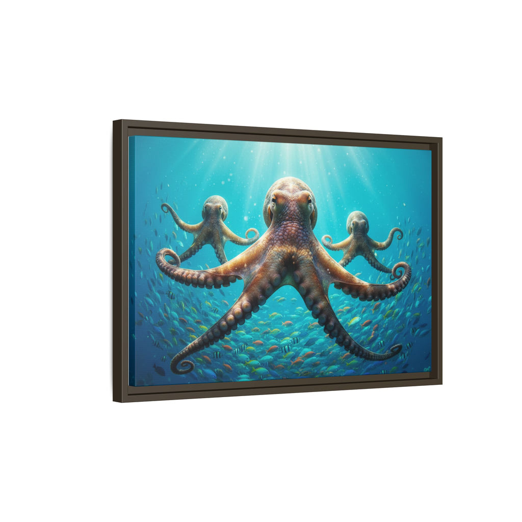 Framed Octopus Art Print — Vibrant Underwater Canvas Wall Decor