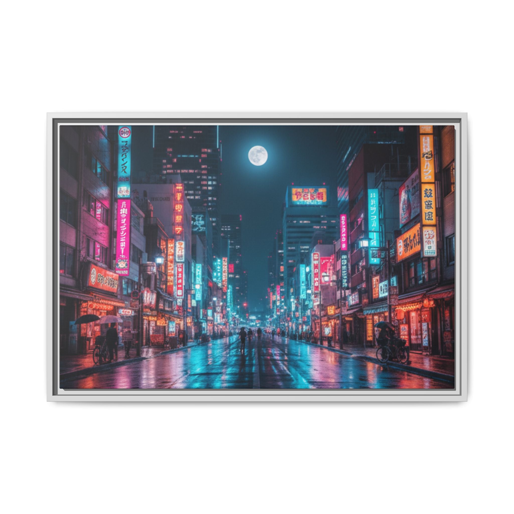 Japan Nightscape Canvas Framed Print